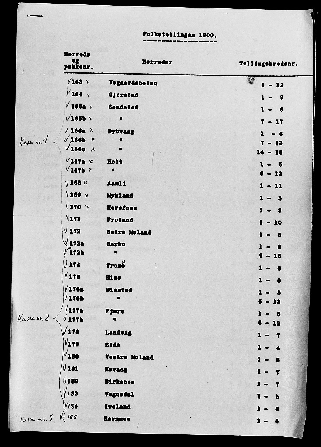 SAK, 1900 census for Herefoss, 1900, p. 15