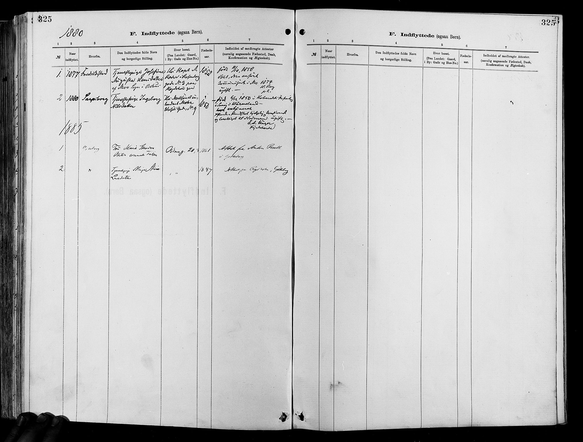 Garnisonsmenigheten Kirkebøker, AV/SAO-A-10846/F/Fa/L0012: Parish register (official) no. 12, 1880-1893, p. 325