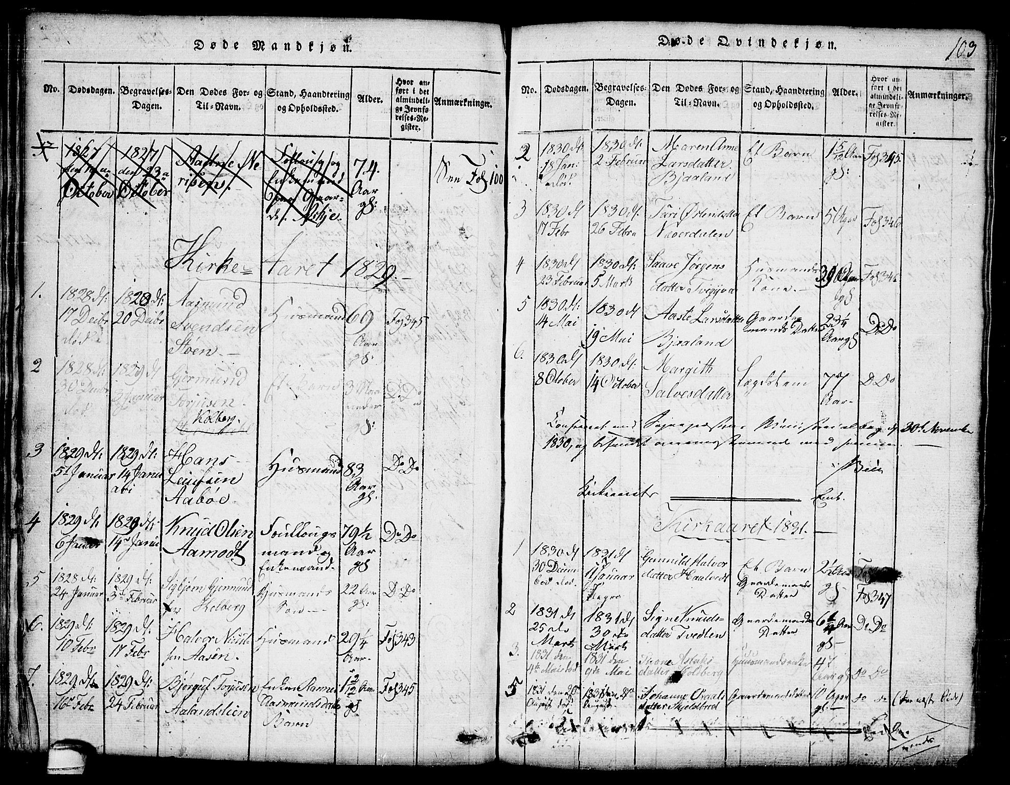 Lårdal kirkebøker, AV/SAKO-A-284/G/Ga/L0001: Parish register (copy) no. I 1, 1815-1861, p. 103