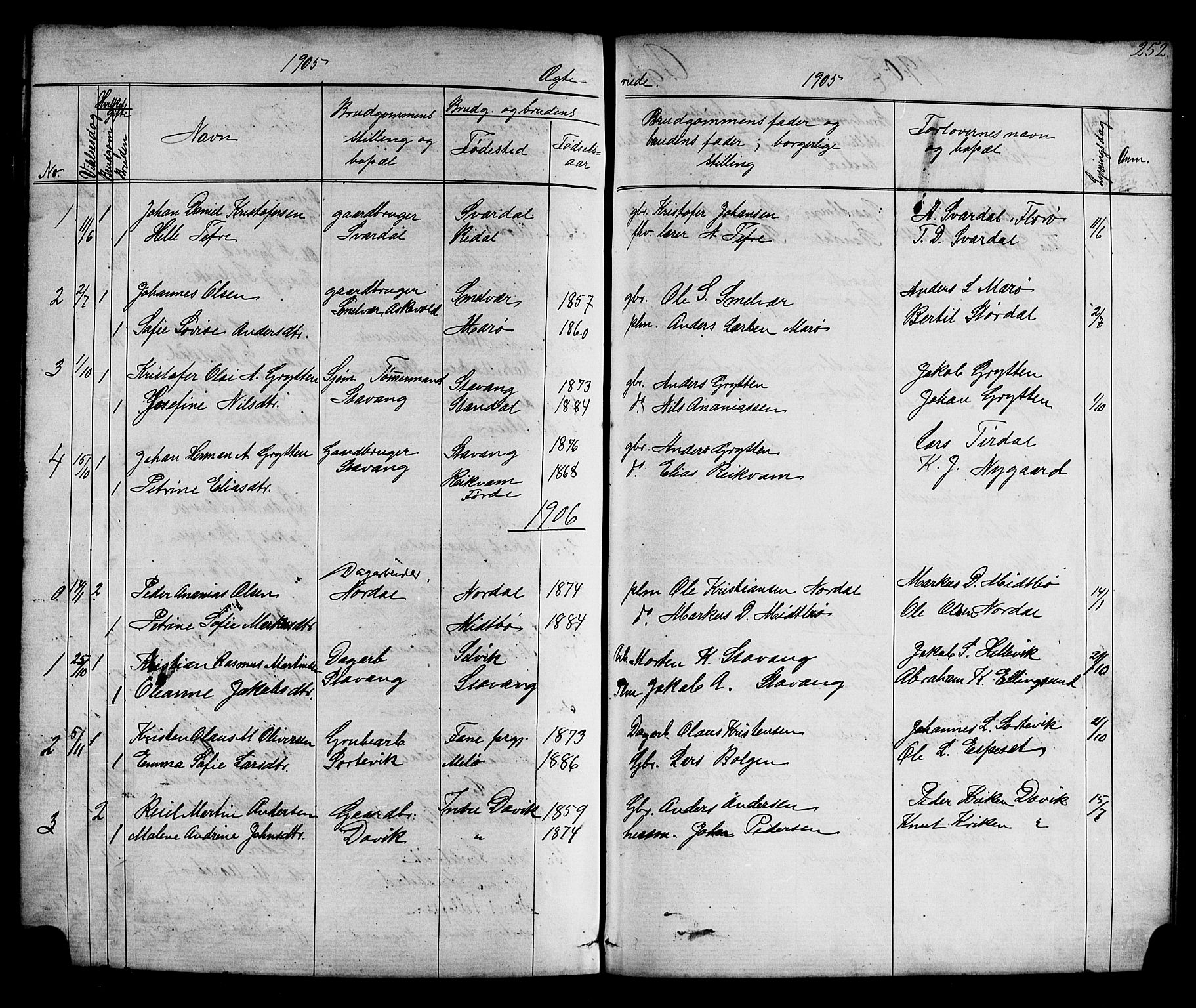 Kinn sokneprestembete, AV/SAB-A-80801/H/Hab/Habc/L0002: Parish register (copy) no. C 2, 1869-1918, p. 252