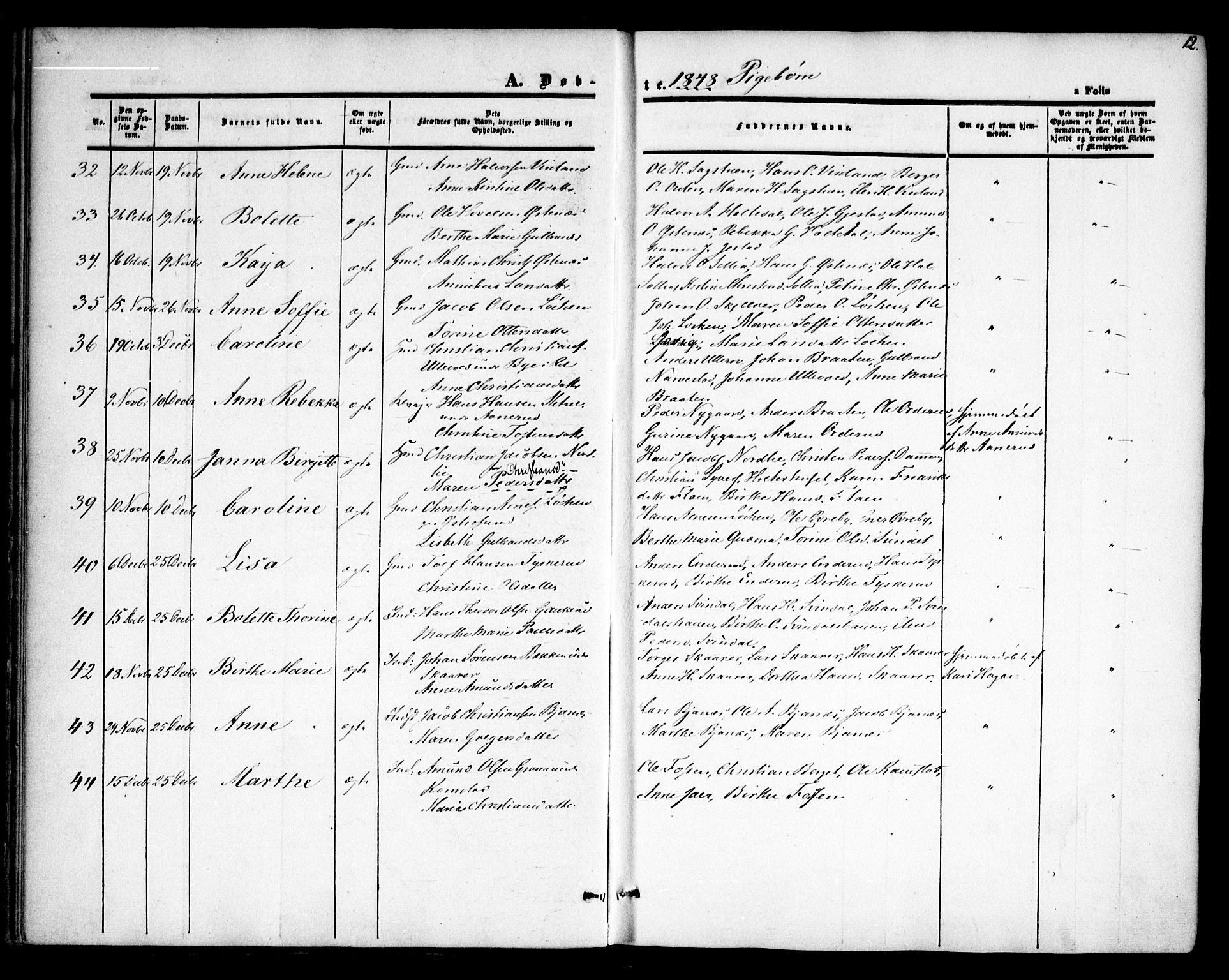 Fet prestekontor Kirkebøker, SAO/A-10370a/F/Fa/L0010: Parish register (official) no. I 10, 1847-1859, p. 12