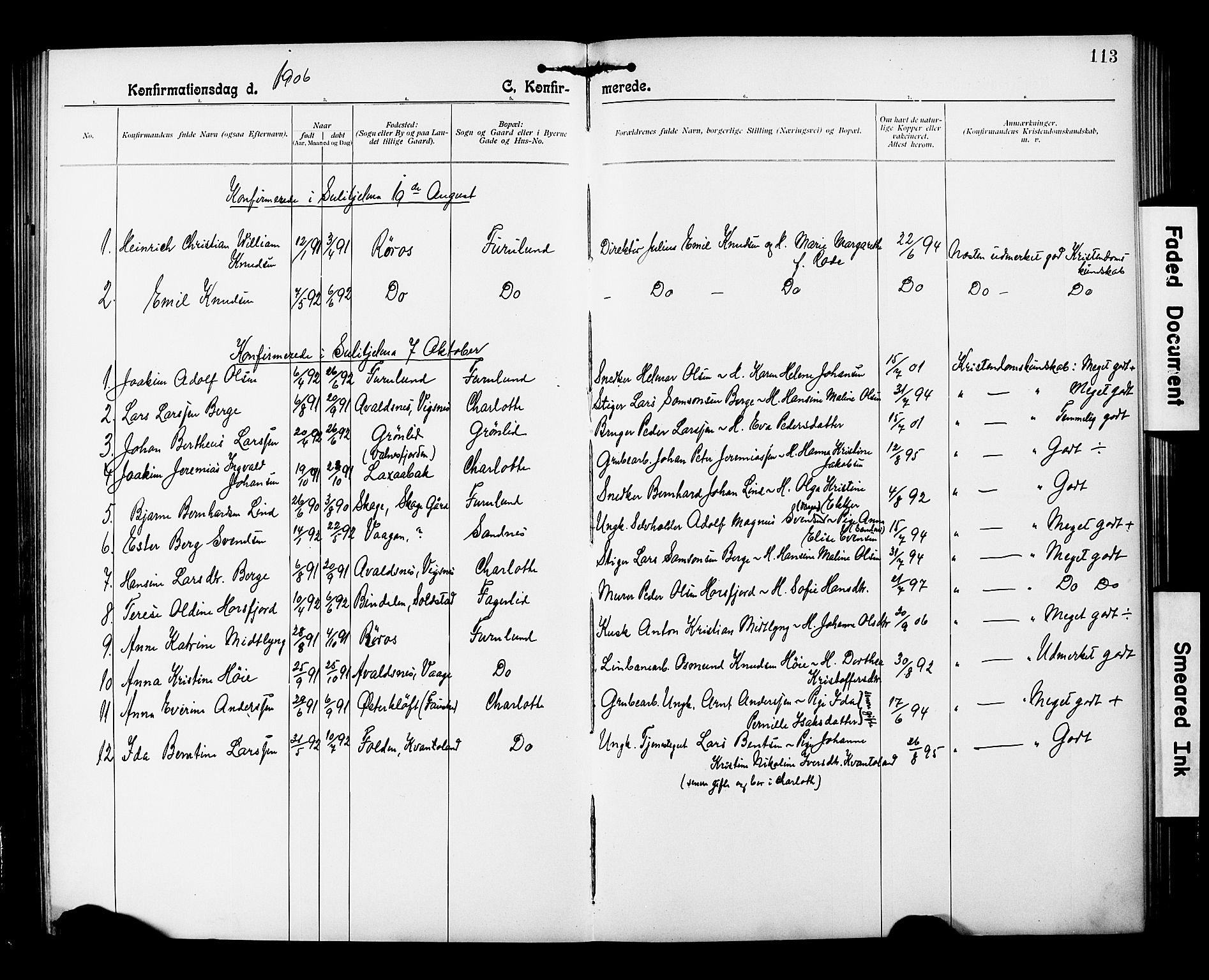 Ministerialprotokoller, klokkerbøker og fødselsregistre - Nordland, AV/SAT-A-1459/850/L0709: Parish register (official) no. 850A01, 1899-1909, p. 113