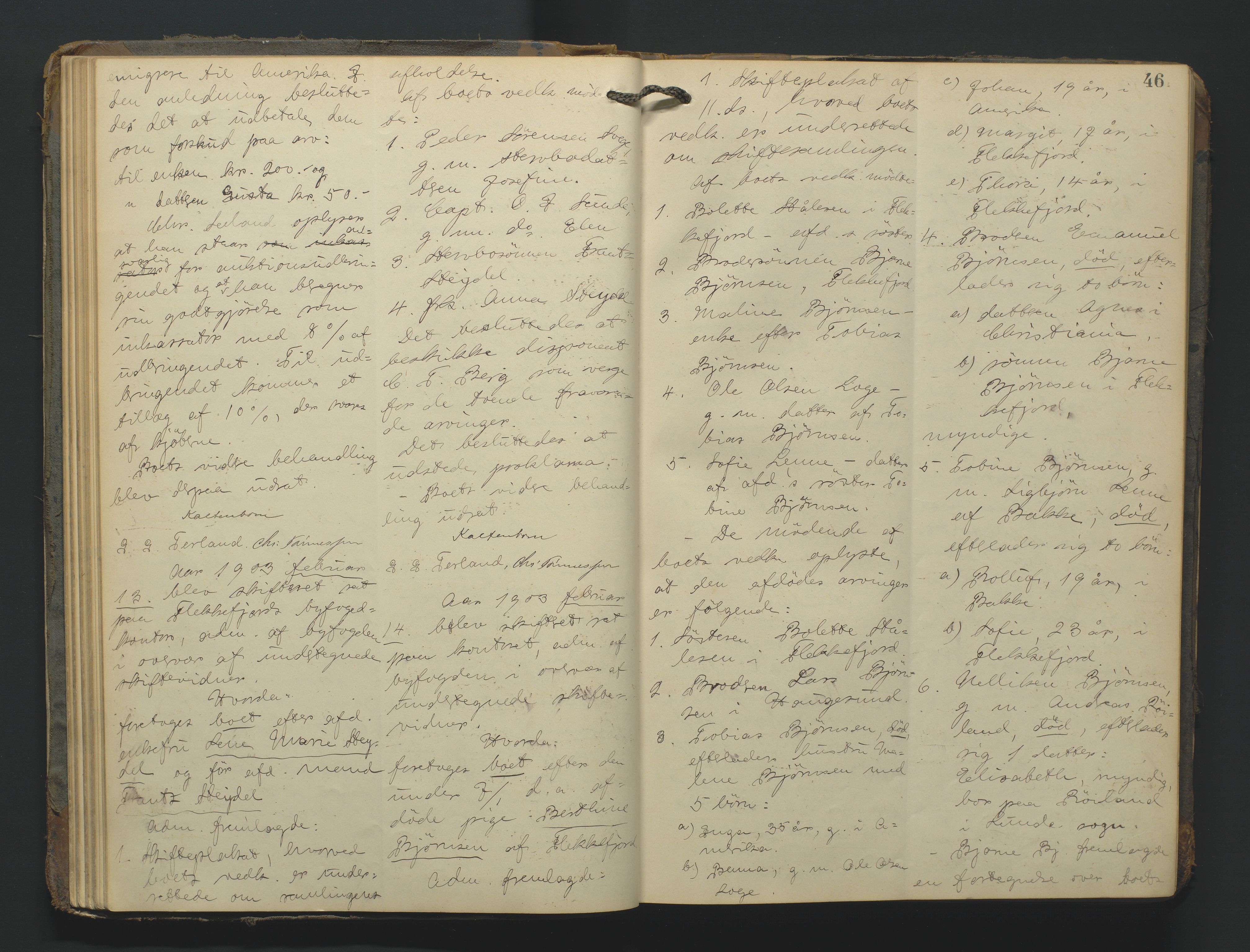 Flekkefjord byfogd, AV/SAK-1222-0002/H/Hc/L0004: Skifteprotokoll nr. 4, 1900-1913, p. 46