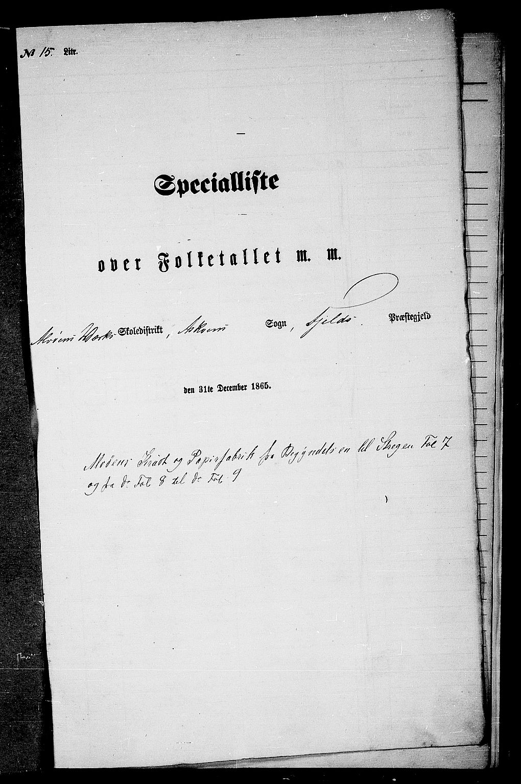 RA, 1865 census for Fjell, 1865, p. 259