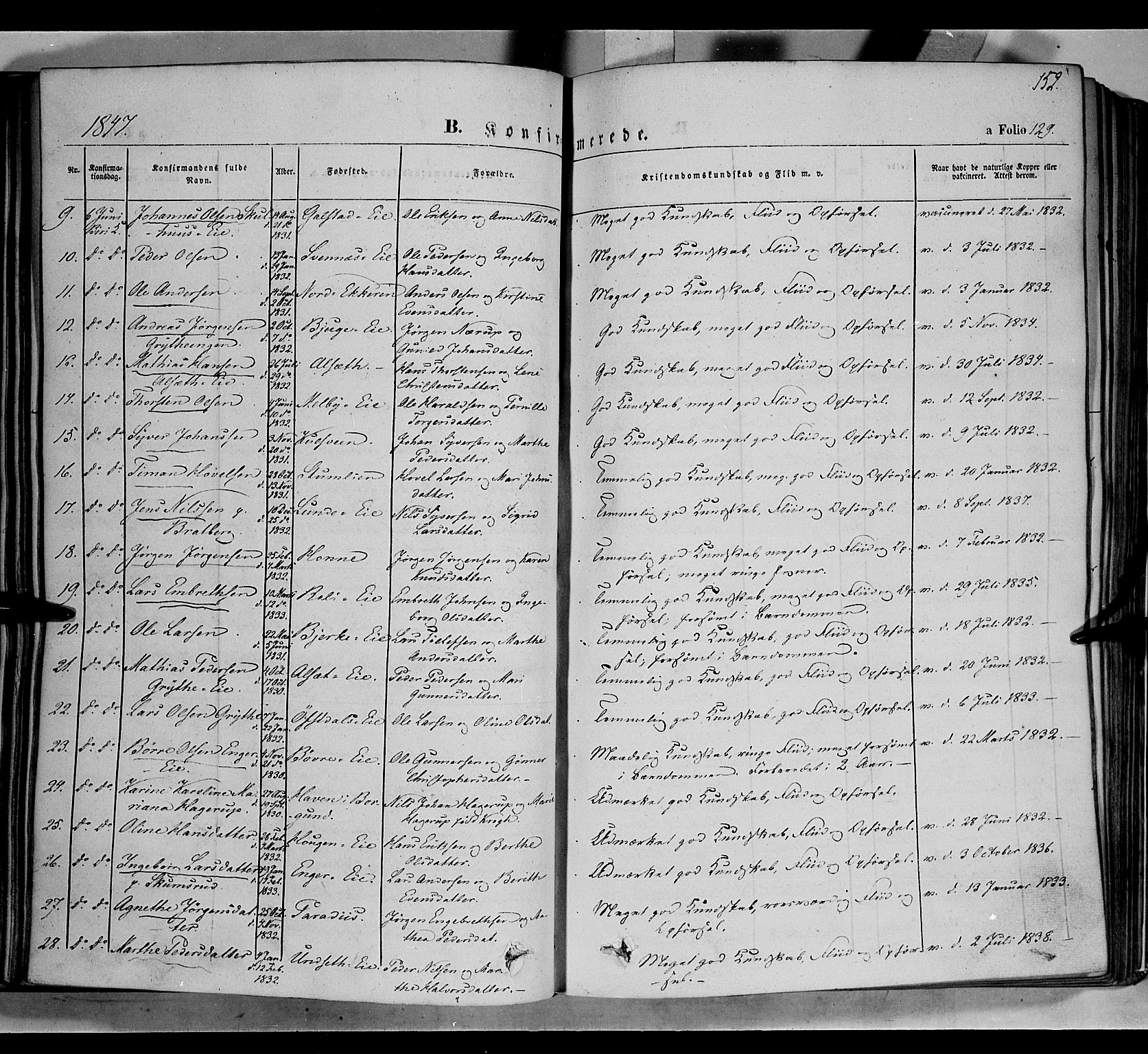 Biri prestekontor, AV/SAH-PREST-096/H/Ha/Haa/L0005: Parish register (official) no. 5, 1843-1854, p. 152