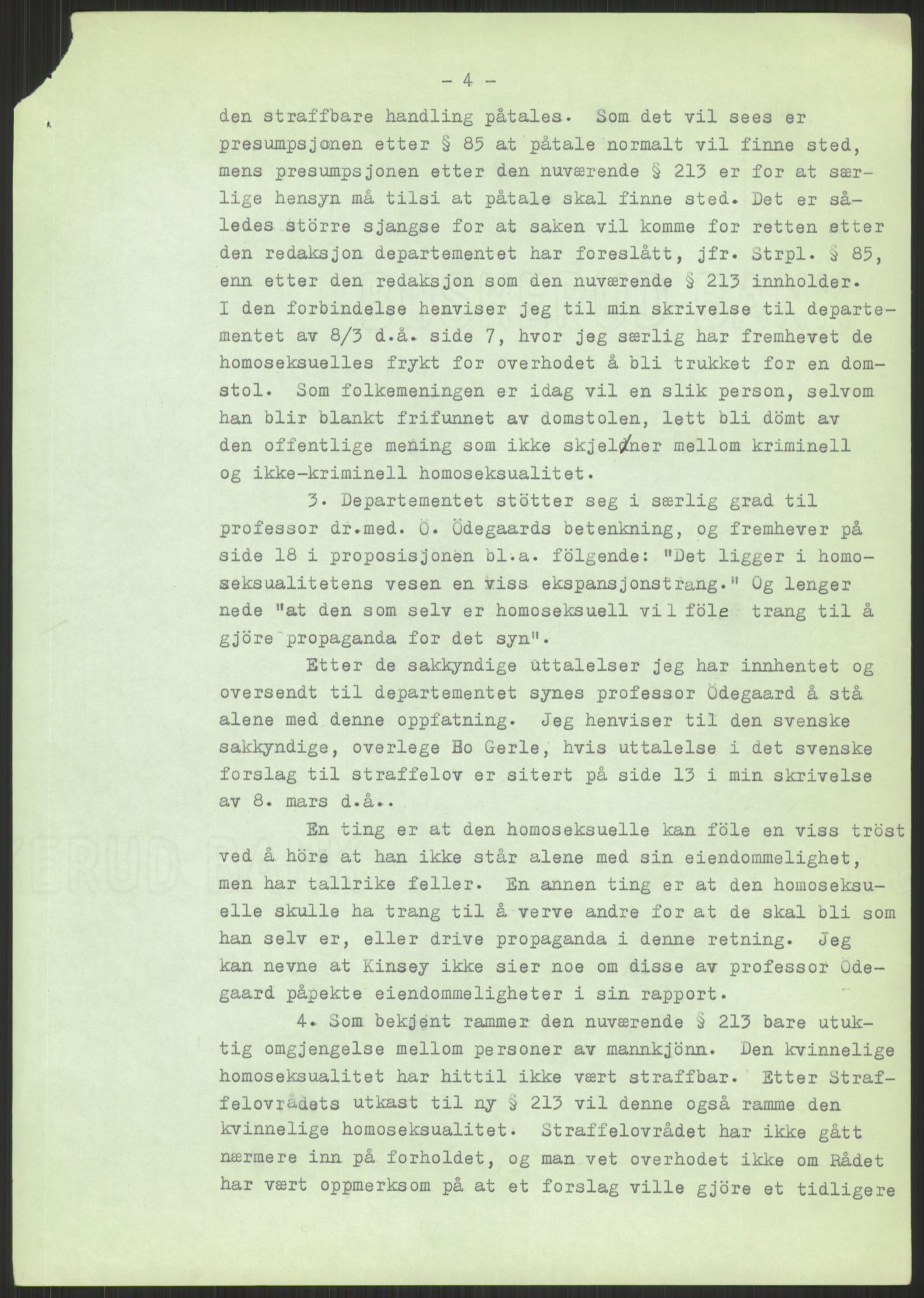 Justisdepartementet, Lovavdelingen, AV/RA-S-3212/D/De/L0029/0001: Straffeloven / Straffelovens revisjon: 5 - Ot. prp. nr.  41 - 1945: Homoseksualiet. 3 mapper, 1956-1970, p. 427