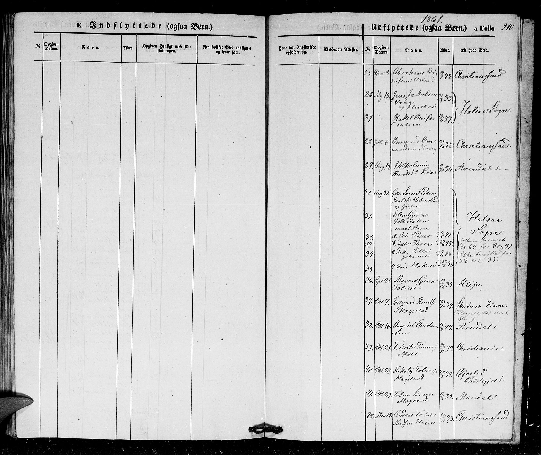 Holum sokneprestkontor, AV/SAK-1111-0022/F/Fb/Fba/L0003: Parish register (copy) no. B 3, 1850-1866, p. 210