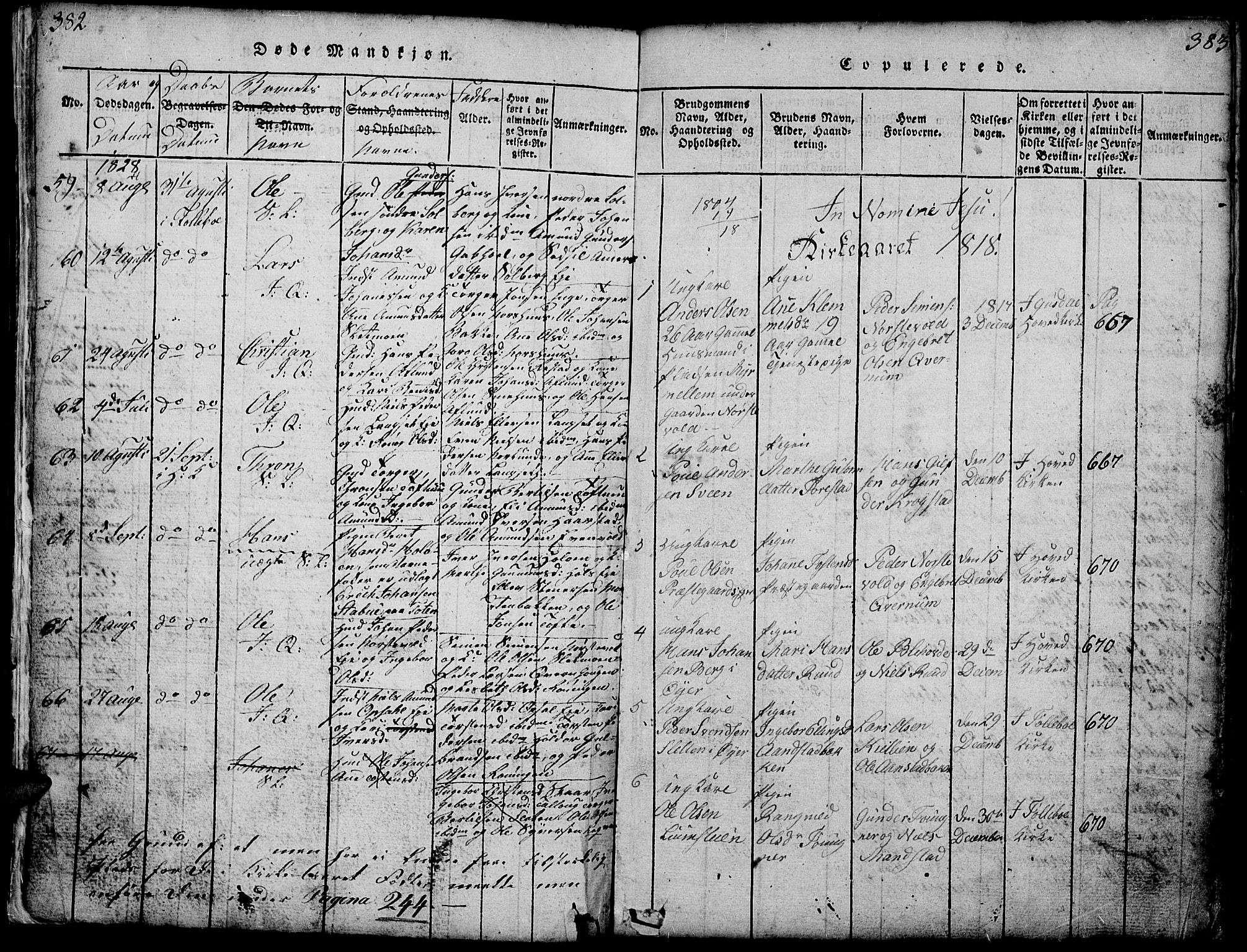 Gausdal prestekontor, SAH/PREST-090/H/Ha/Hab/L0001: Parish register (copy) no. 1, 1817-1848, p. 382-383