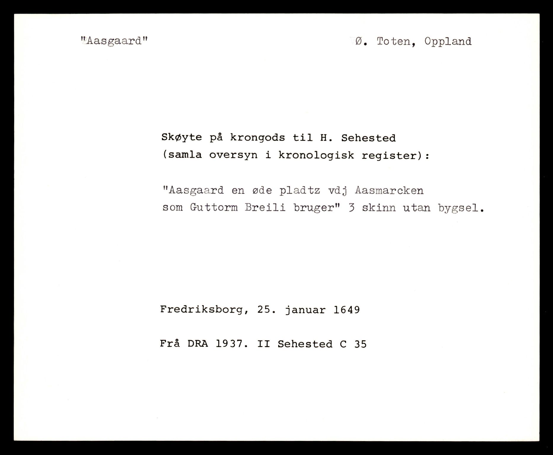 Riksarkivets diplomsamling, AV/RA-EA-5965/F35/F35e/L0011: Registreringssedler Oppland 3, 1400-1700, p. 195