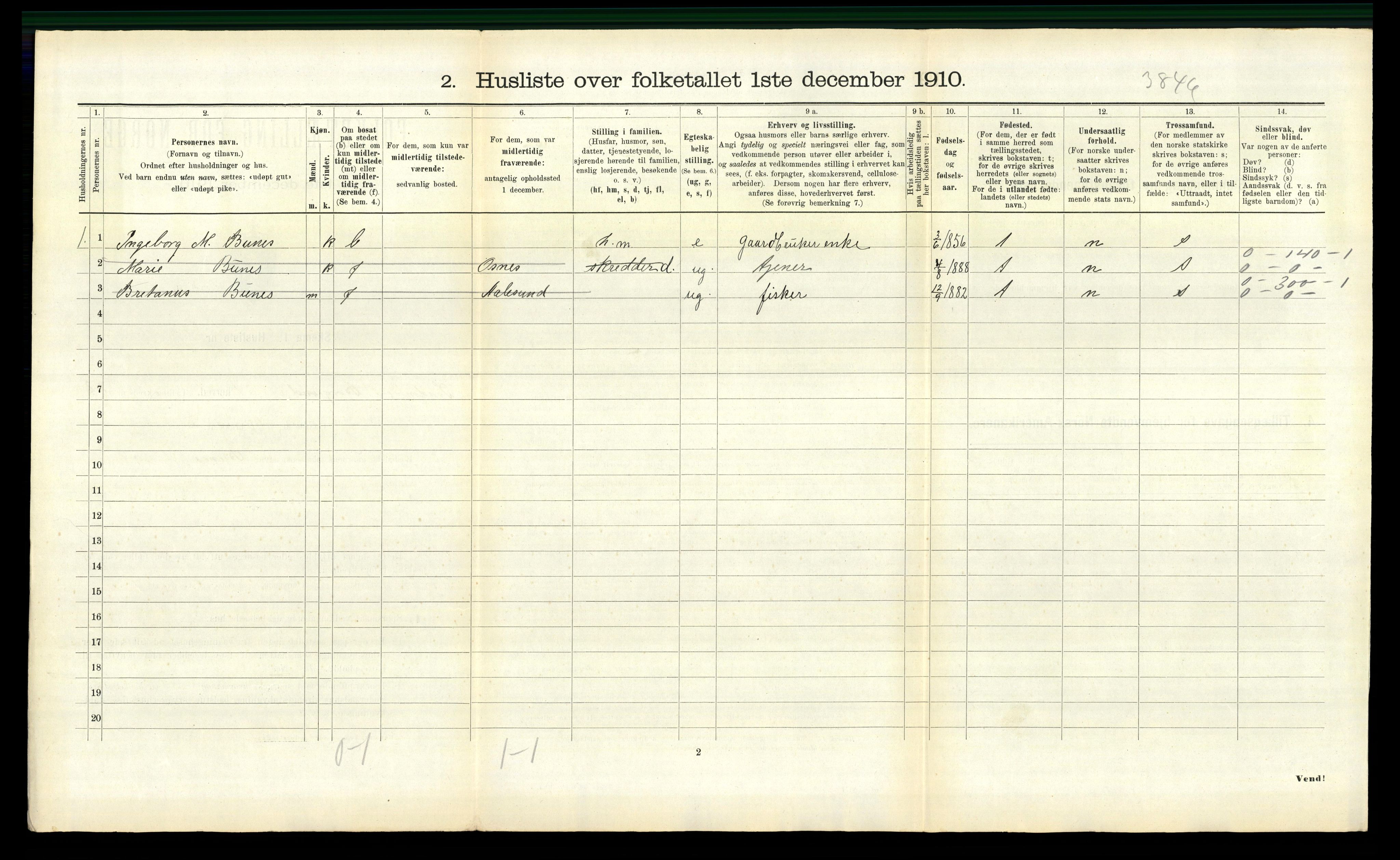 RA, 1910 census for Borgund, 1910, p. 1754