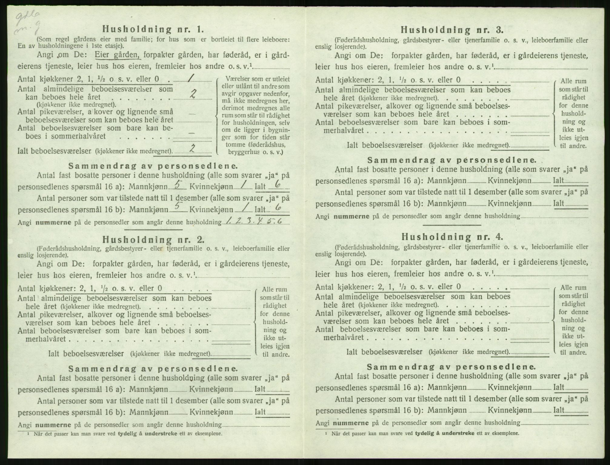 SAT, 1920 census for Volda, 1920, p. 1057