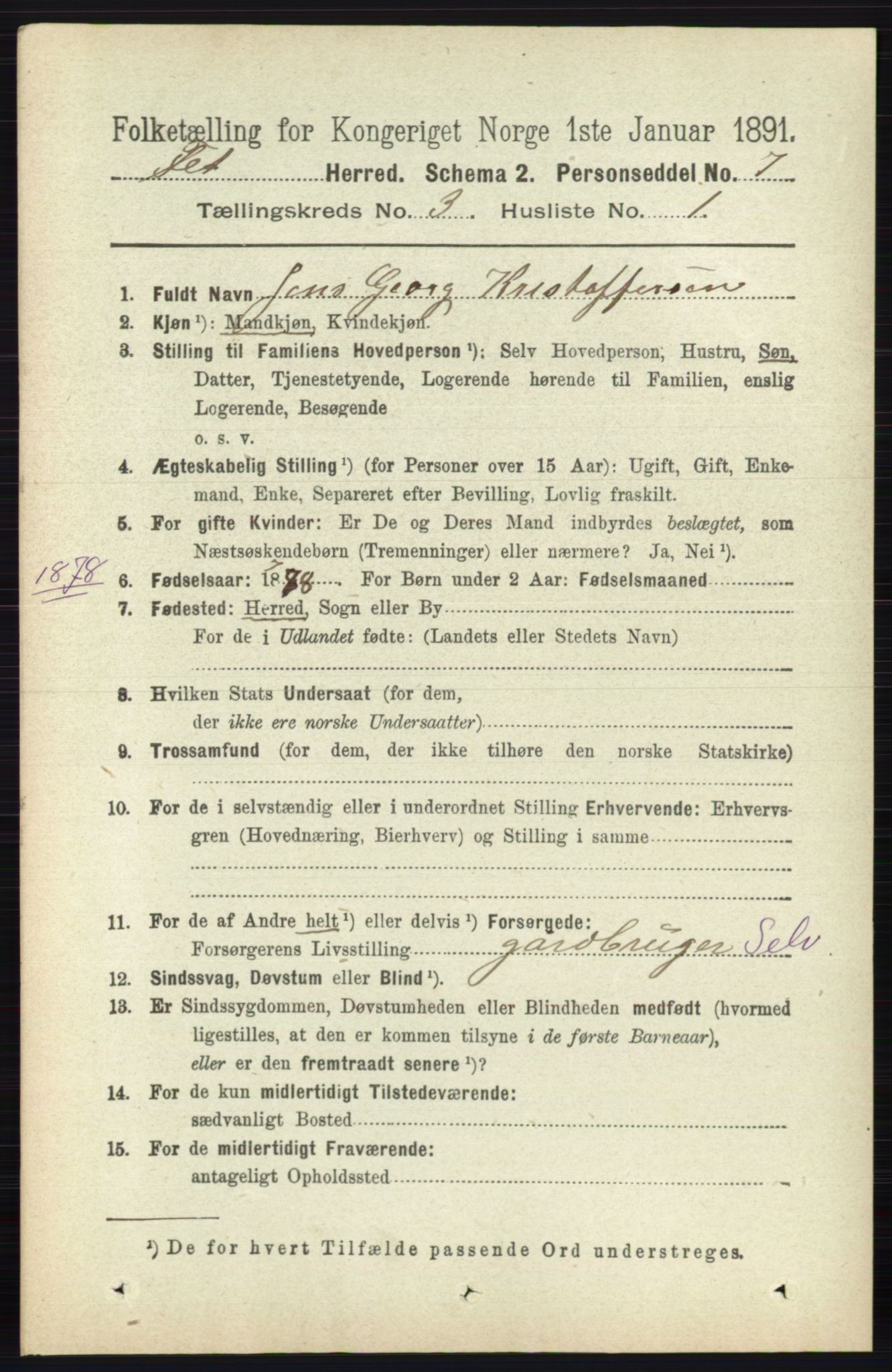 RA, 1891 census for 0227 Fet, 1891, p. 852