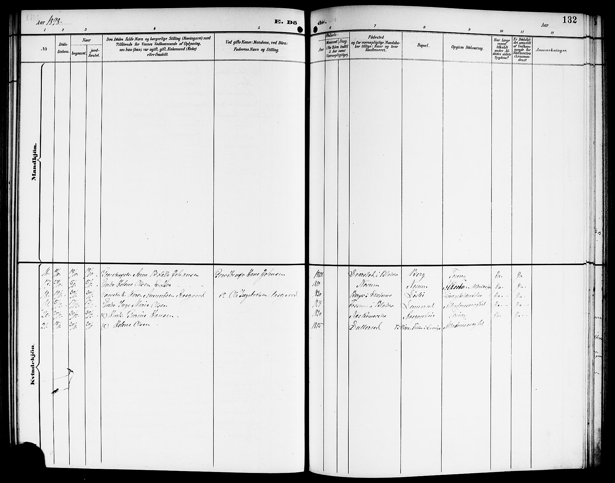 Sørum prestekontor Kirkebøker, AV/SAO-A-10303/G/Ga/L0006: Parish register (copy) no. I 6, 1894-1906, p. 132