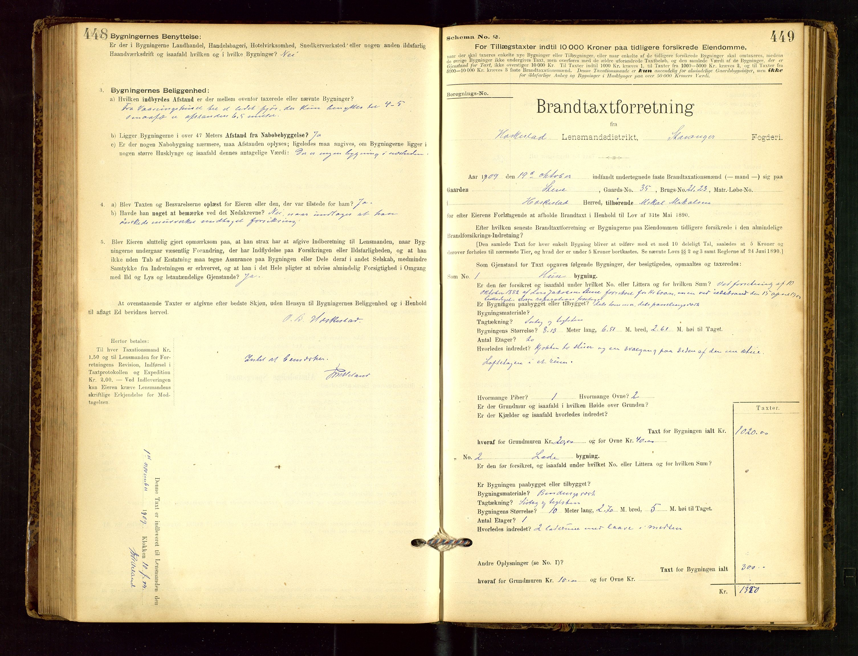 Heskestad lensmannskontor, SAST/A-100304/Gob/L0001: "Brandtaxationsprotokol", 1894-1915, p. 448-449