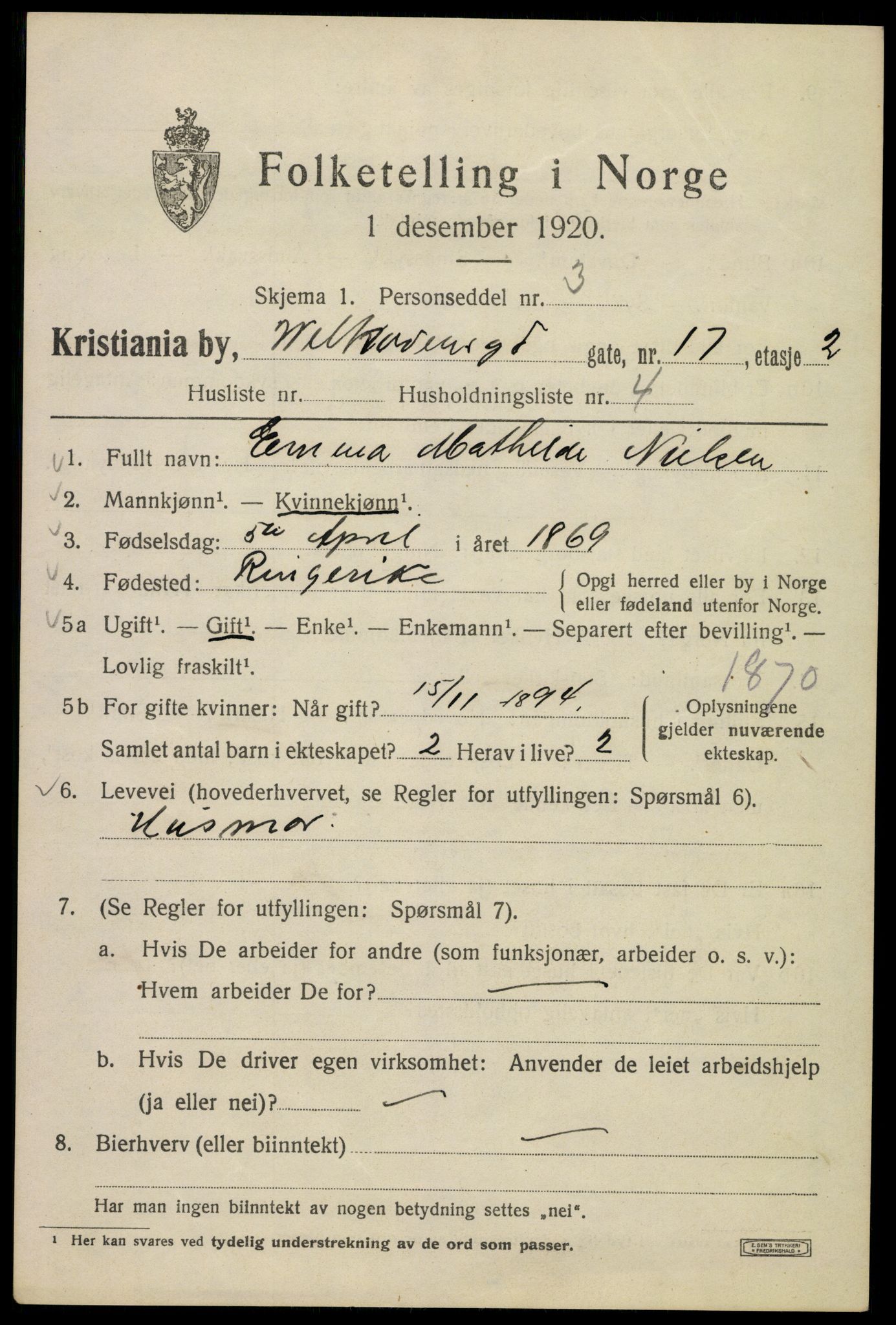 SAO, 1920 census for Kristiania, 1920, p. 650255