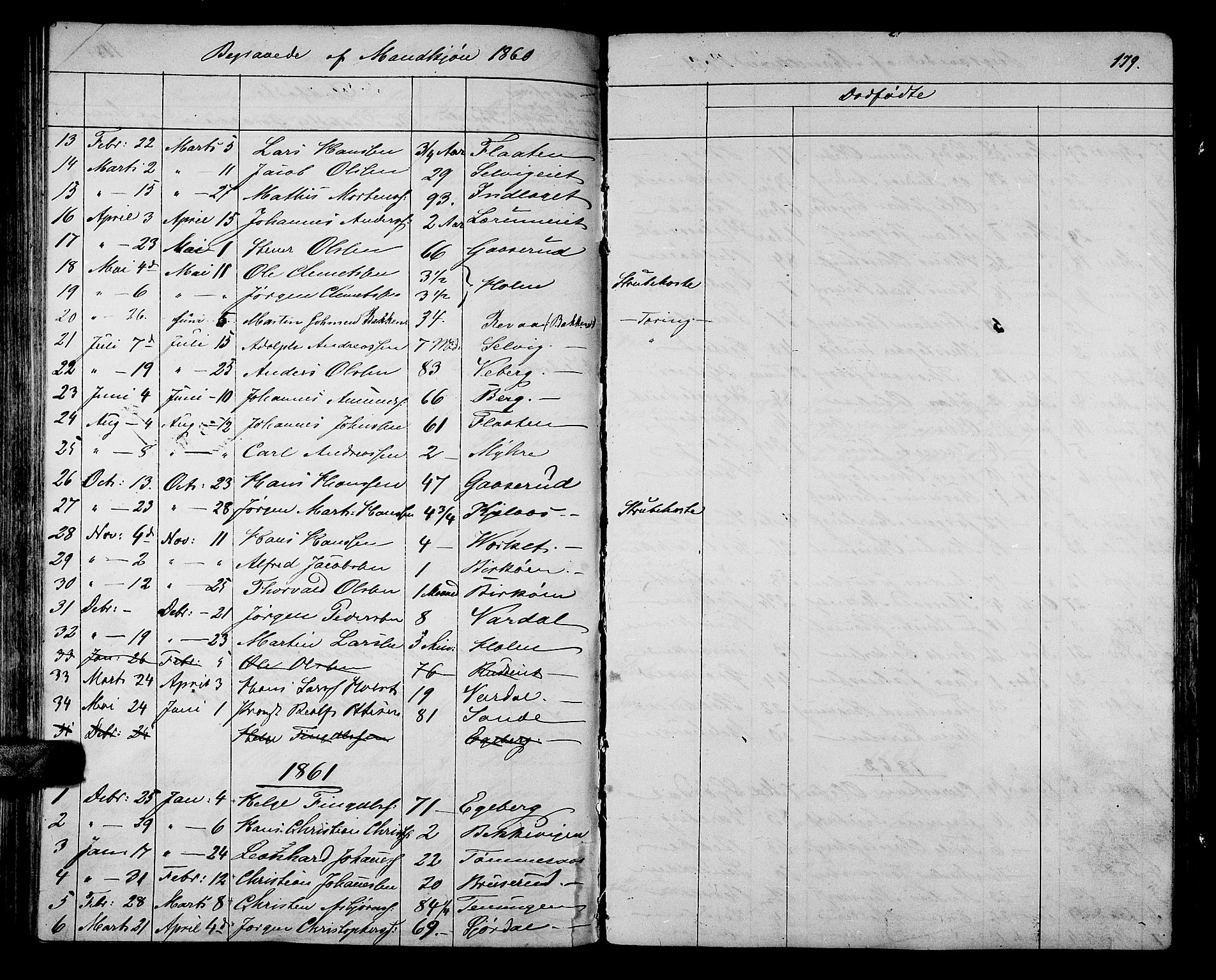 Sande Kirkebøker, AV/SAKO-A-53/G/Ga/L0002: Parish register (copy) no. 2, 1847-1863, p. 179