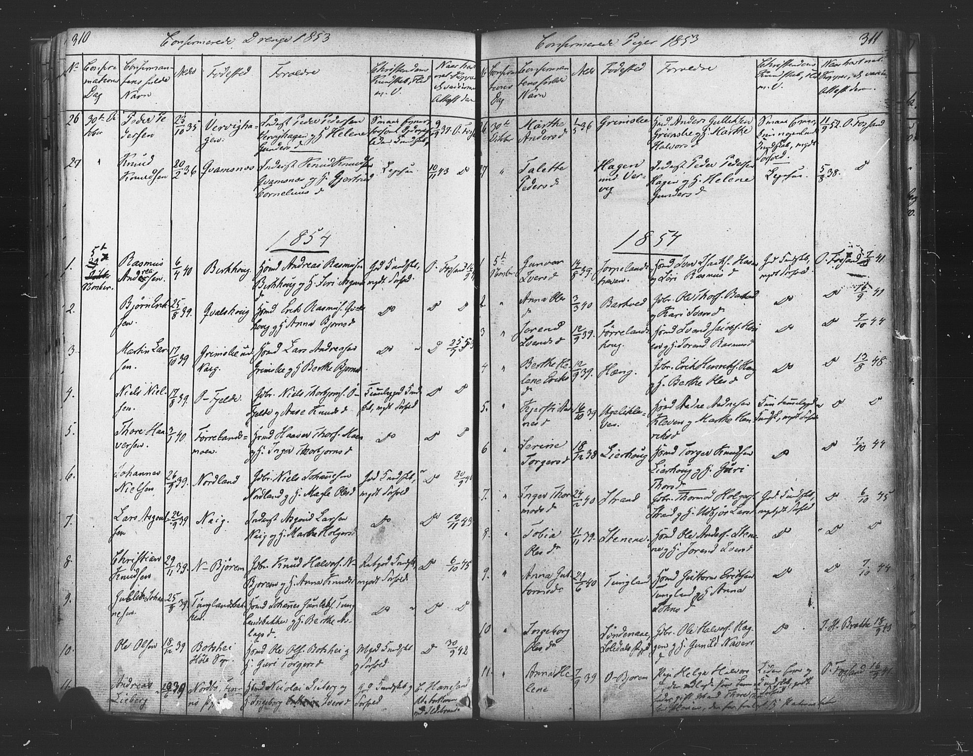 Strand sokneprestkontor, SAST/A-101828/H/Ha/Haa/L0006: Parish register (official) no. A 6, 1834-1854, p. 310-311