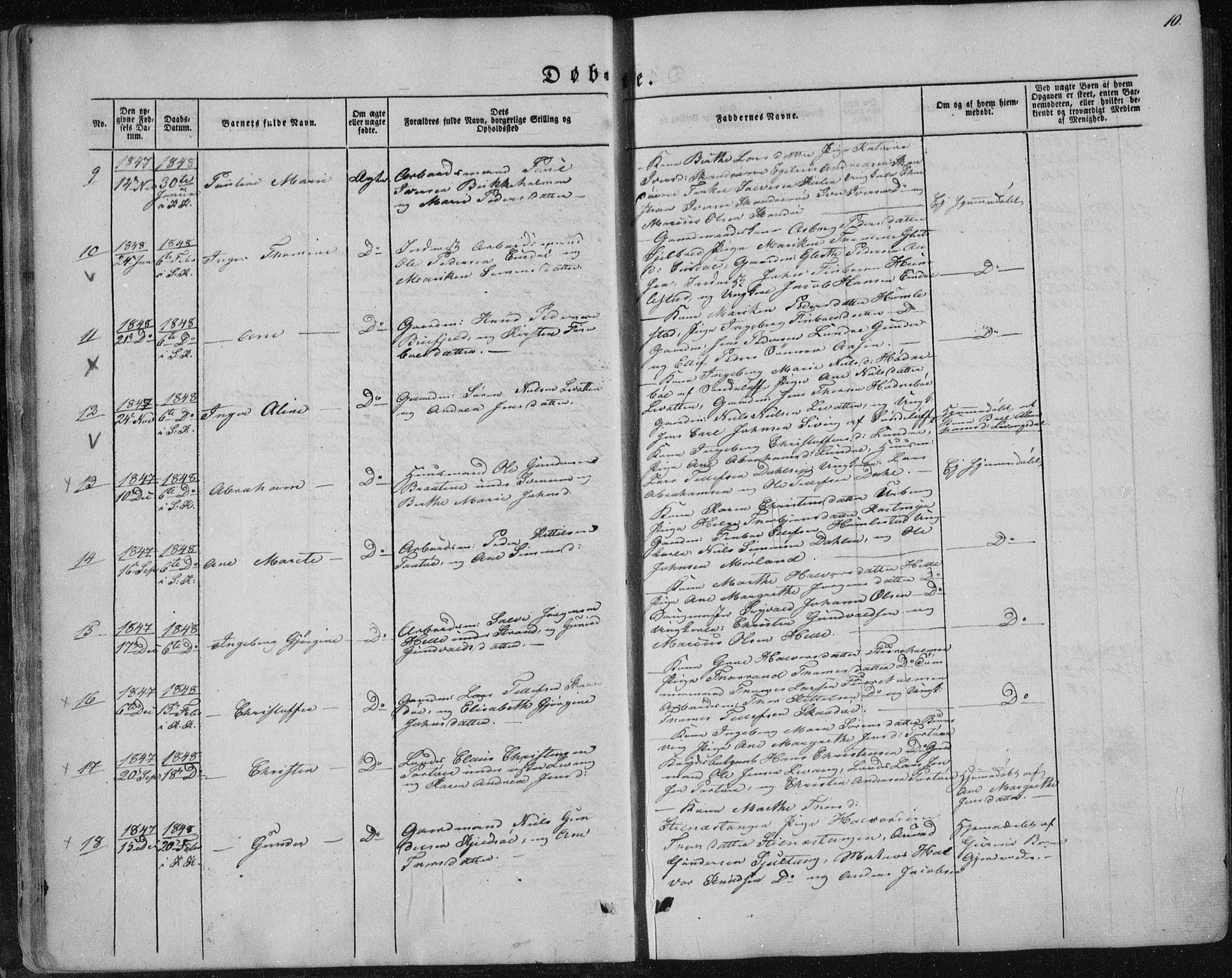 Sannidal kirkebøker, SAKO/A-296/F/Fa/L0008: Parish register (official) no. 8, 1847-1862, p. 10