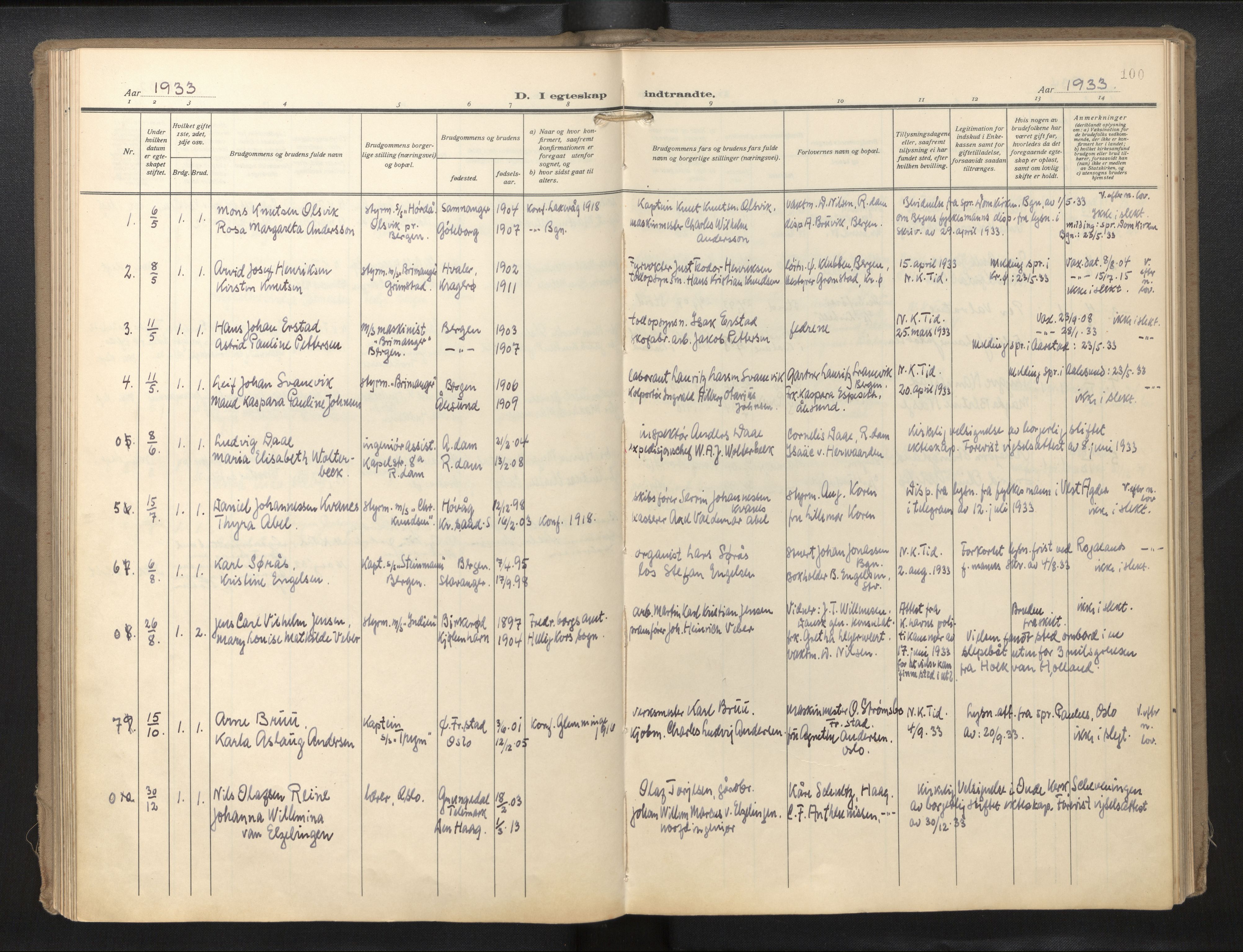 Den norske sjømannsmisjon i utlandet/Hollandske havner (Amsterdam-Rotterdam-Europort), SAB/SAB/PA-0106/H/Ha/Haa/L0004: Parish register (official) no. A 1, 1928-1956, p. 99b-100a