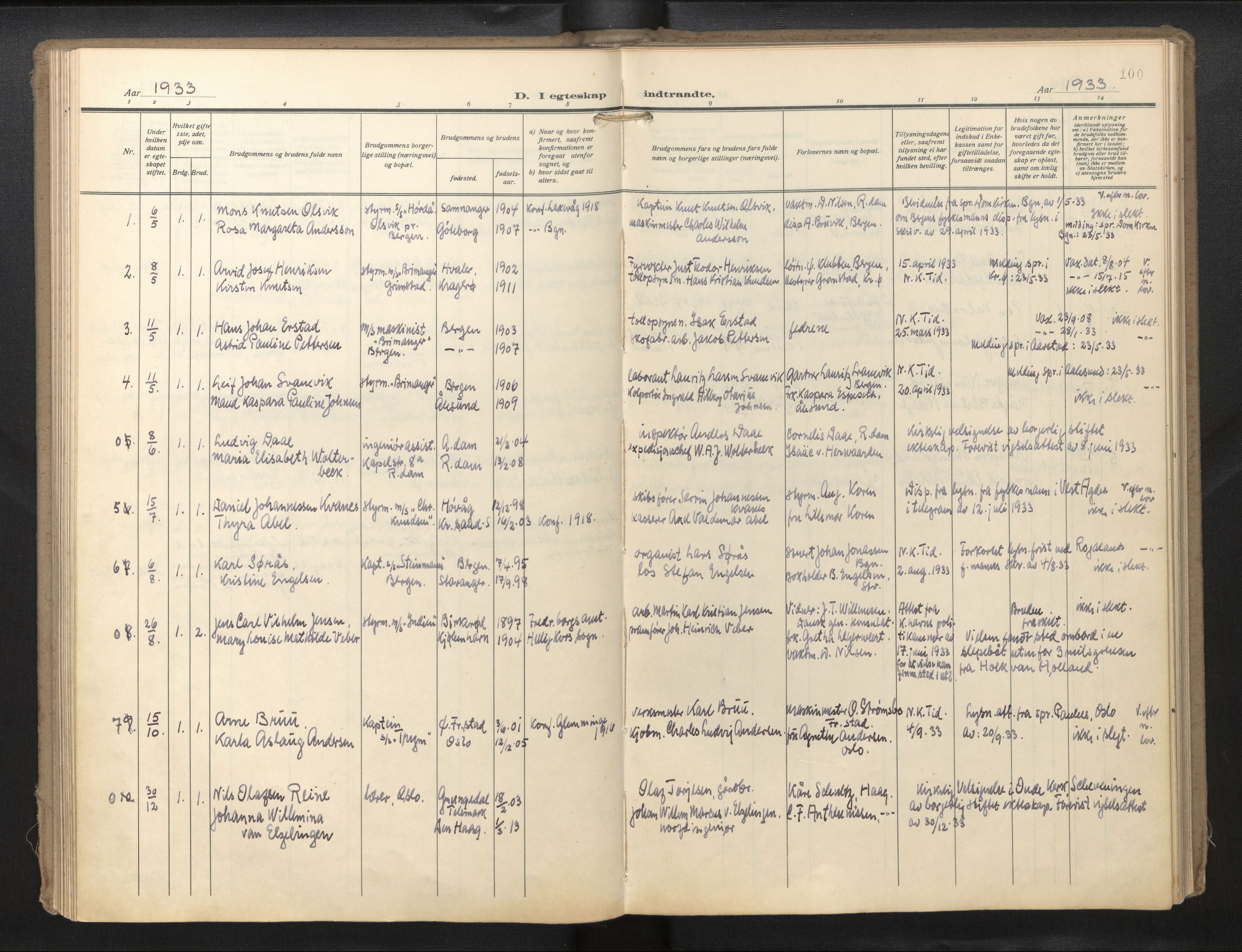 Den norske sjømannsmisjon i utlandet/Hollandske havner (Amsterdam-Rotterdam-Europort), AV/SAB-SAB/PA-0106/H/Ha/Haa/L0004: Parish register (official) no. A 4, 1928-1956, p. 99b-100a