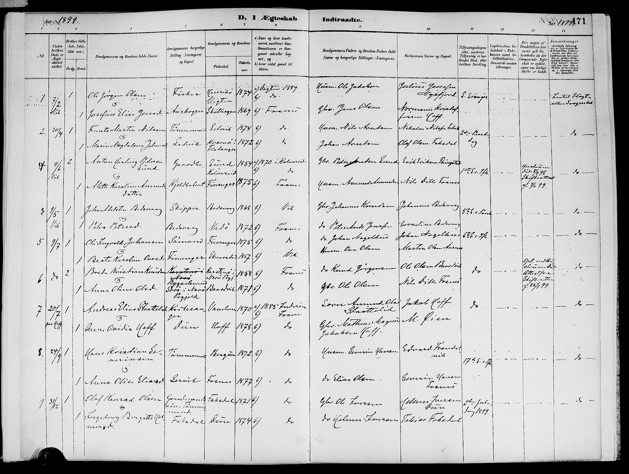 Ministerialprotokoller, klokkerbøker og fødselsregistre - Nord-Trøndelag, SAT/A-1458/773/L0617: Parish register (official) no. 773A08, 1887-1910, p. 171