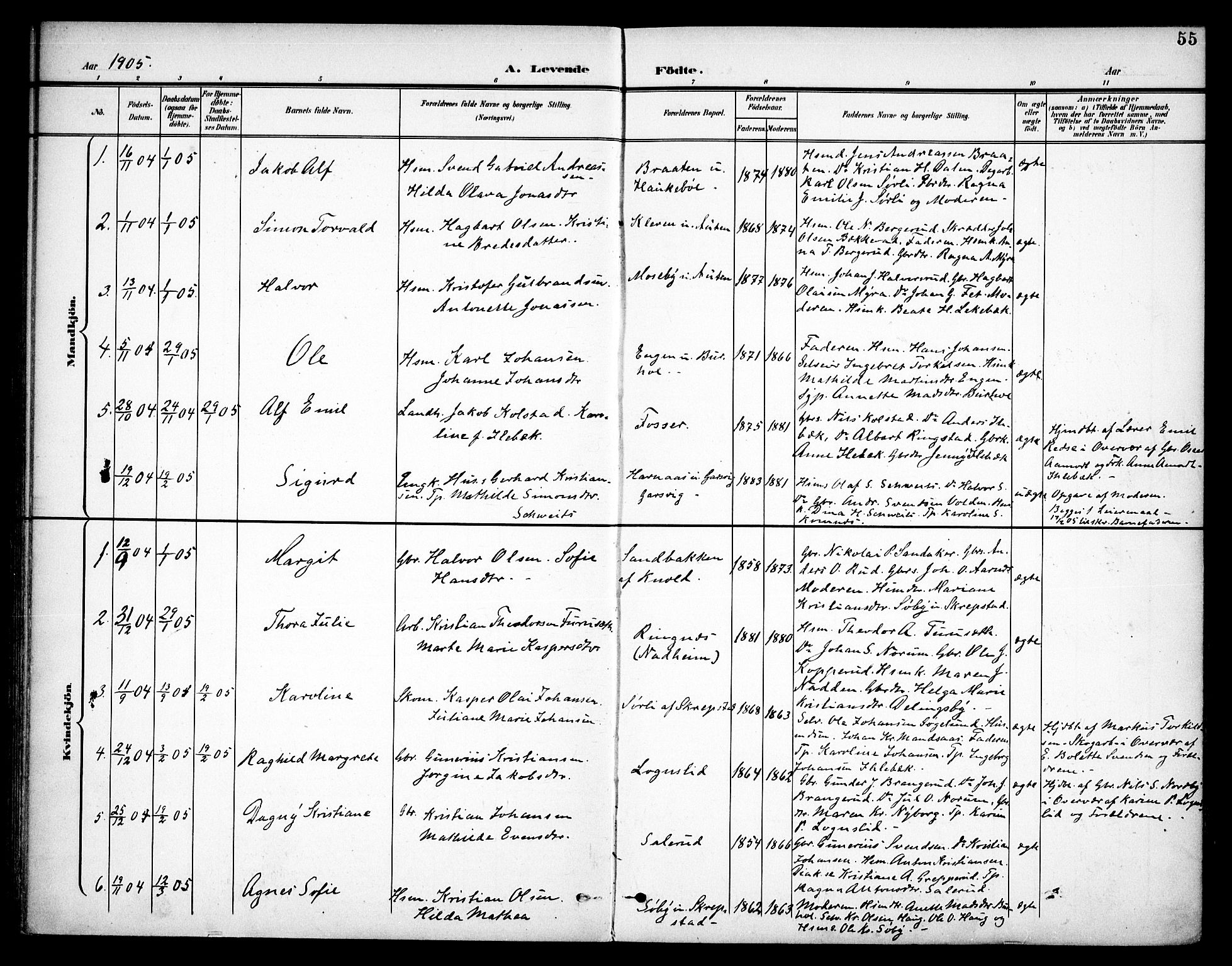 Høland prestekontor Kirkebøker, SAO/A-10346a/F/Fa/L0015: Parish register (official) no. I 15, 1897-1912, p. 55