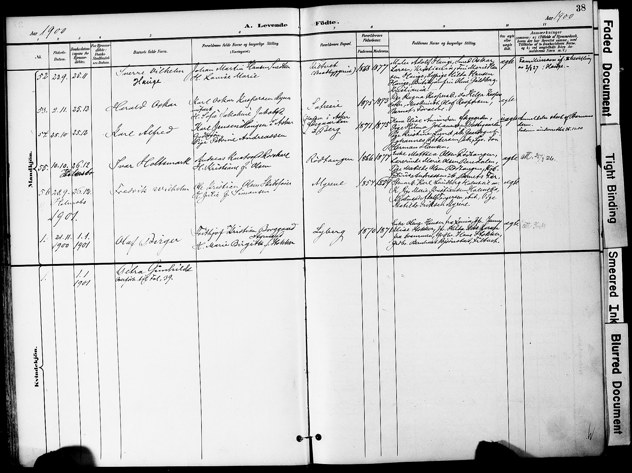 Hurum kirkebøker, AV/SAKO-A-229/F/Fa/L0015: Parish register (official) no. 15, 1896-1908, p. 38