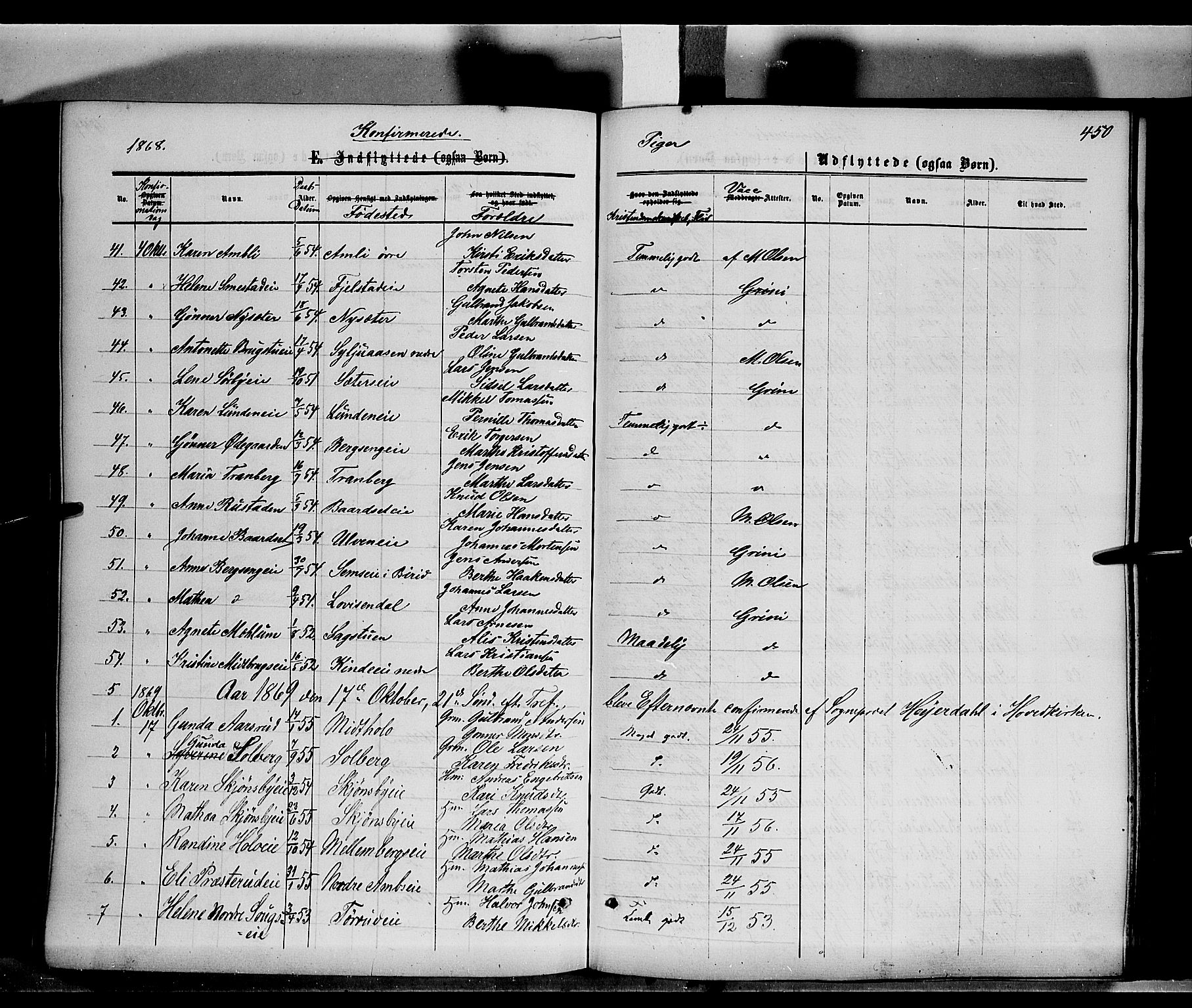 Ringsaker prestekontor, AV/SAH-PREST-014/K/Ka/L0010: Parish register (official) no. 10, 1861-1869, p. 450