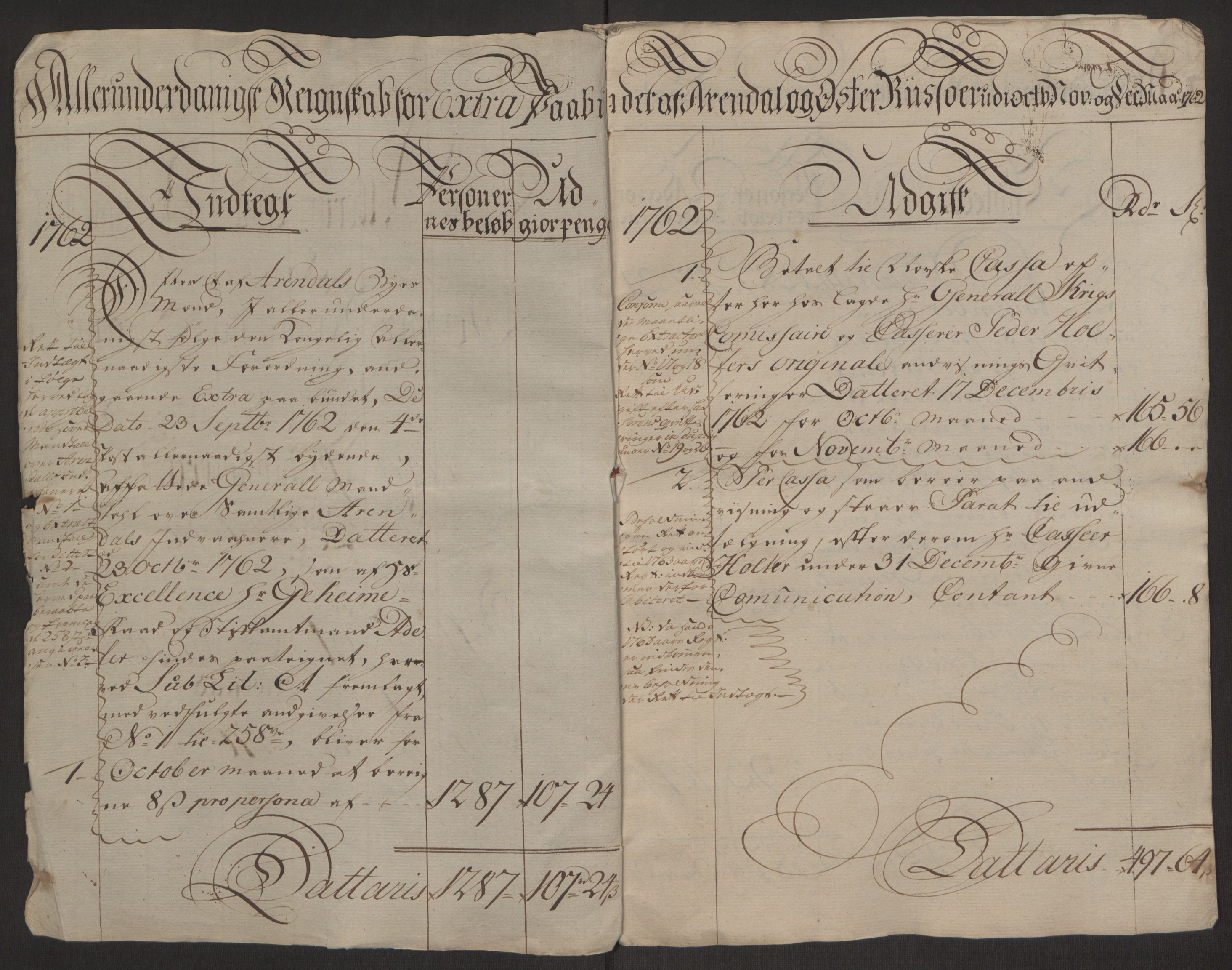 Rentekammeret inntil 1814, Reviderte regnskaper, Byregnskaper, AV/RA-EA-4066/R/Rl/L0230/0001: [L4] Kontribusjonsregnskap / Ekstraskatt, 1762-1764, p. 5