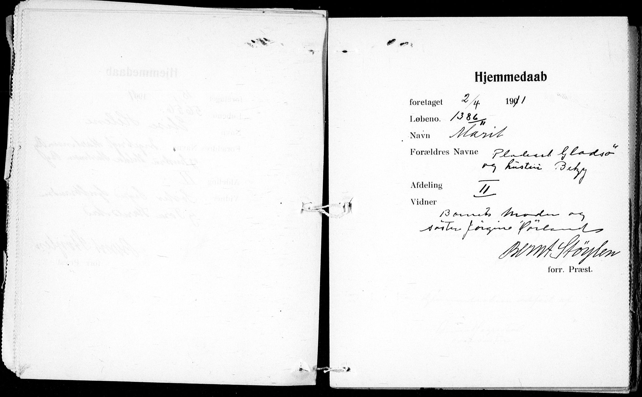 Ullevål sykehus prestekontor Kirkebøker, AV/SAO-A-10542a/K/Ka/L0001: Baptism register no. 1, 1906-1914