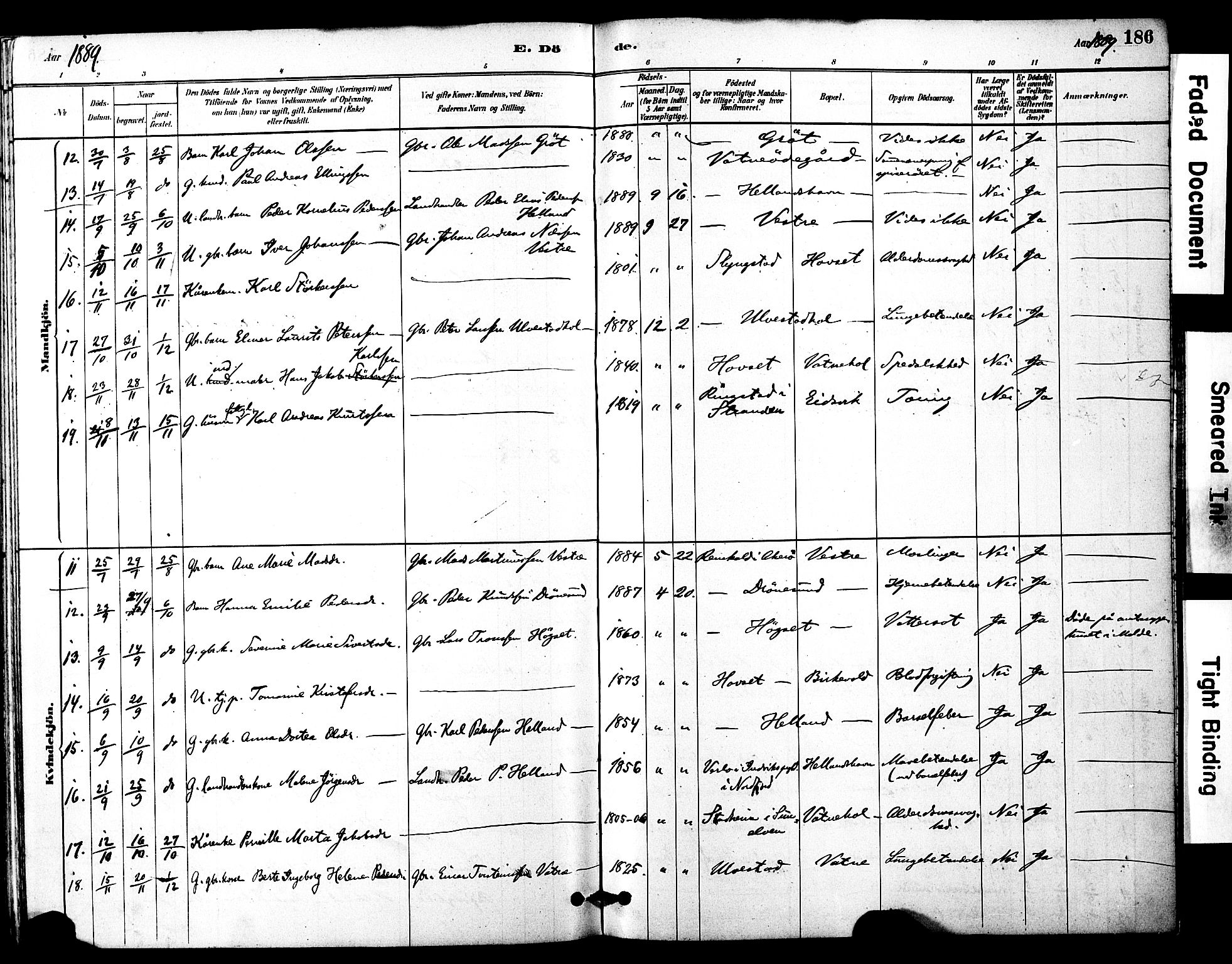 Ministerialprotokoller, klokkerbøker og fødselsregistre - Møre og Romsdal, SAT/A-1454/525/L0374: Parish register (official) no. 525A04, 1880-1899, p. 186