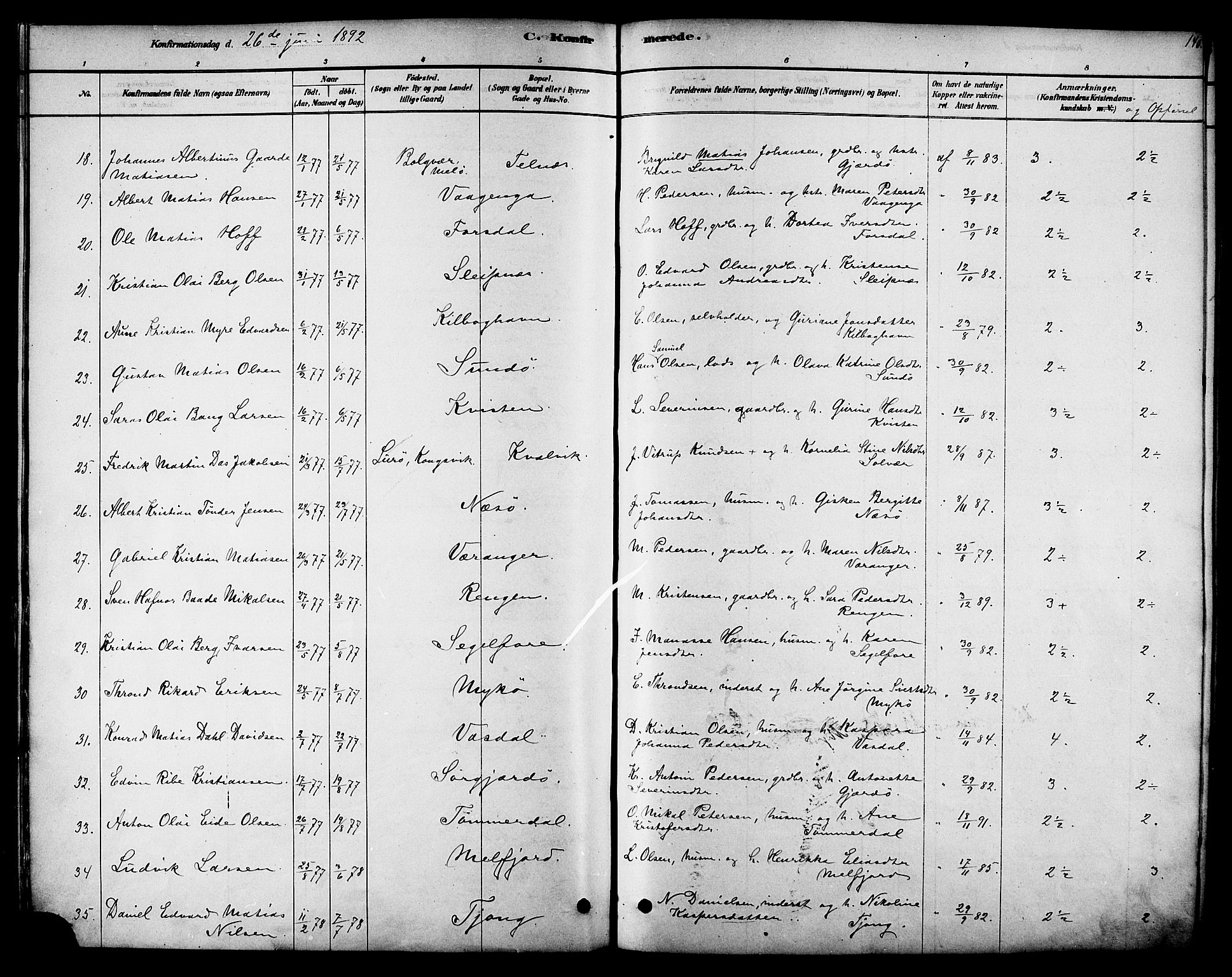 Ministerialprotokoller, klokkerbøker og fødselsregistre - Nordland, SAT/A-1459/841/L0609: Parish register (official) no. 841A12, 1878-1901, p. 140