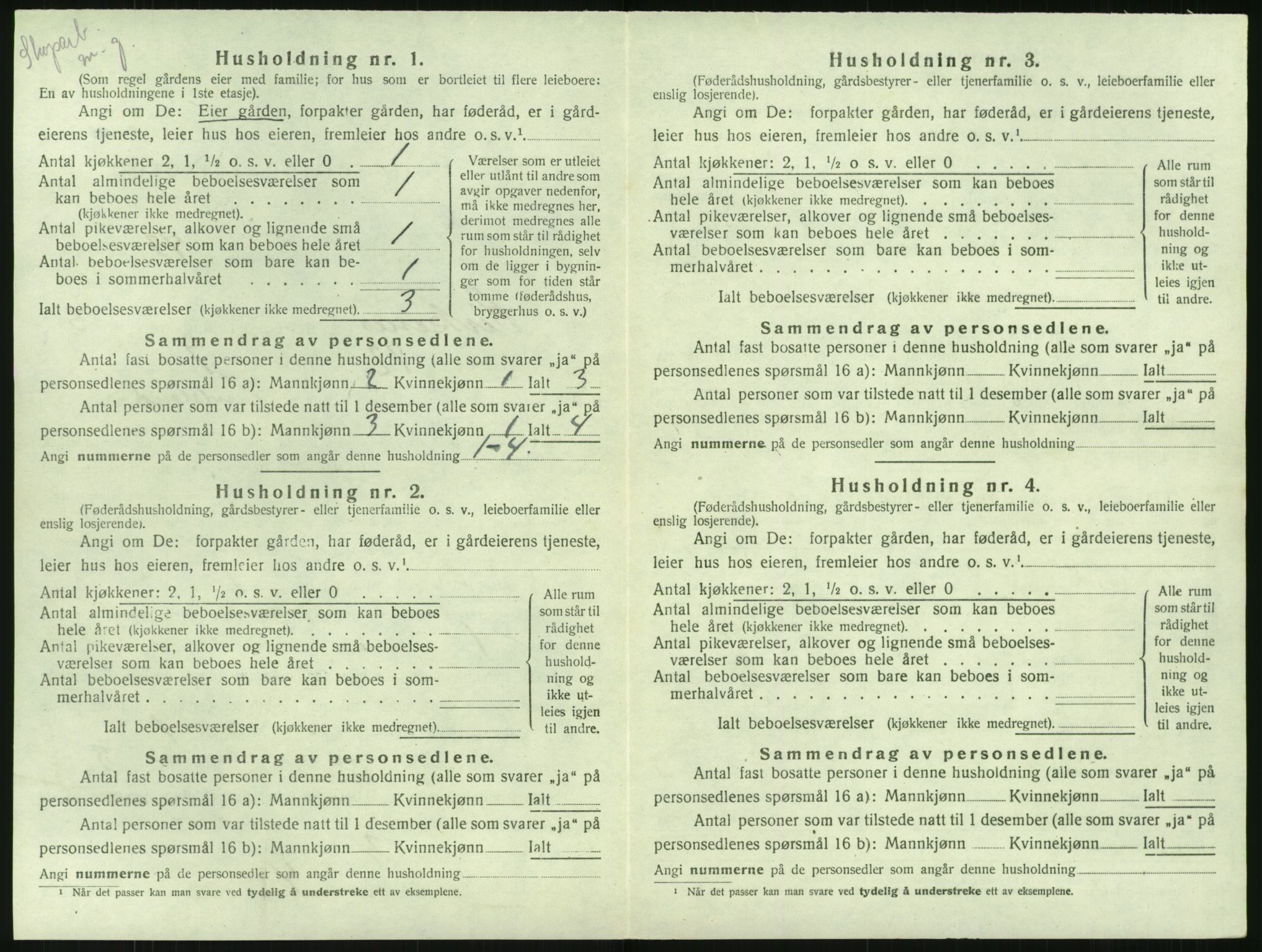 SAK, 1920 census for Birkenes, 1920, p. 240