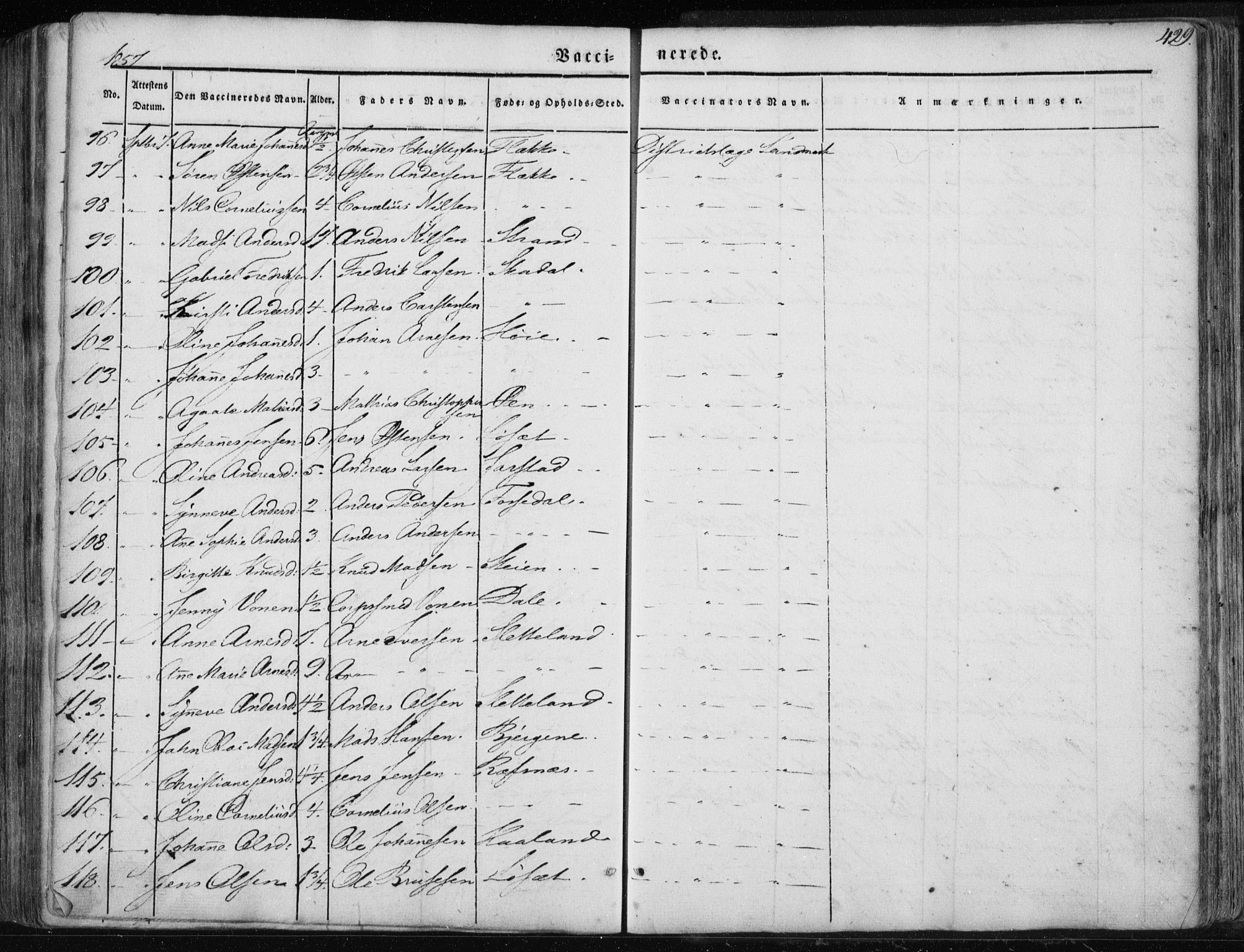 Fjaler sokneprestembete, SAB/A-79801/H/Haa/Haaa/L0006: Parish register (official) no. A 6, 1835-1884, p. 429