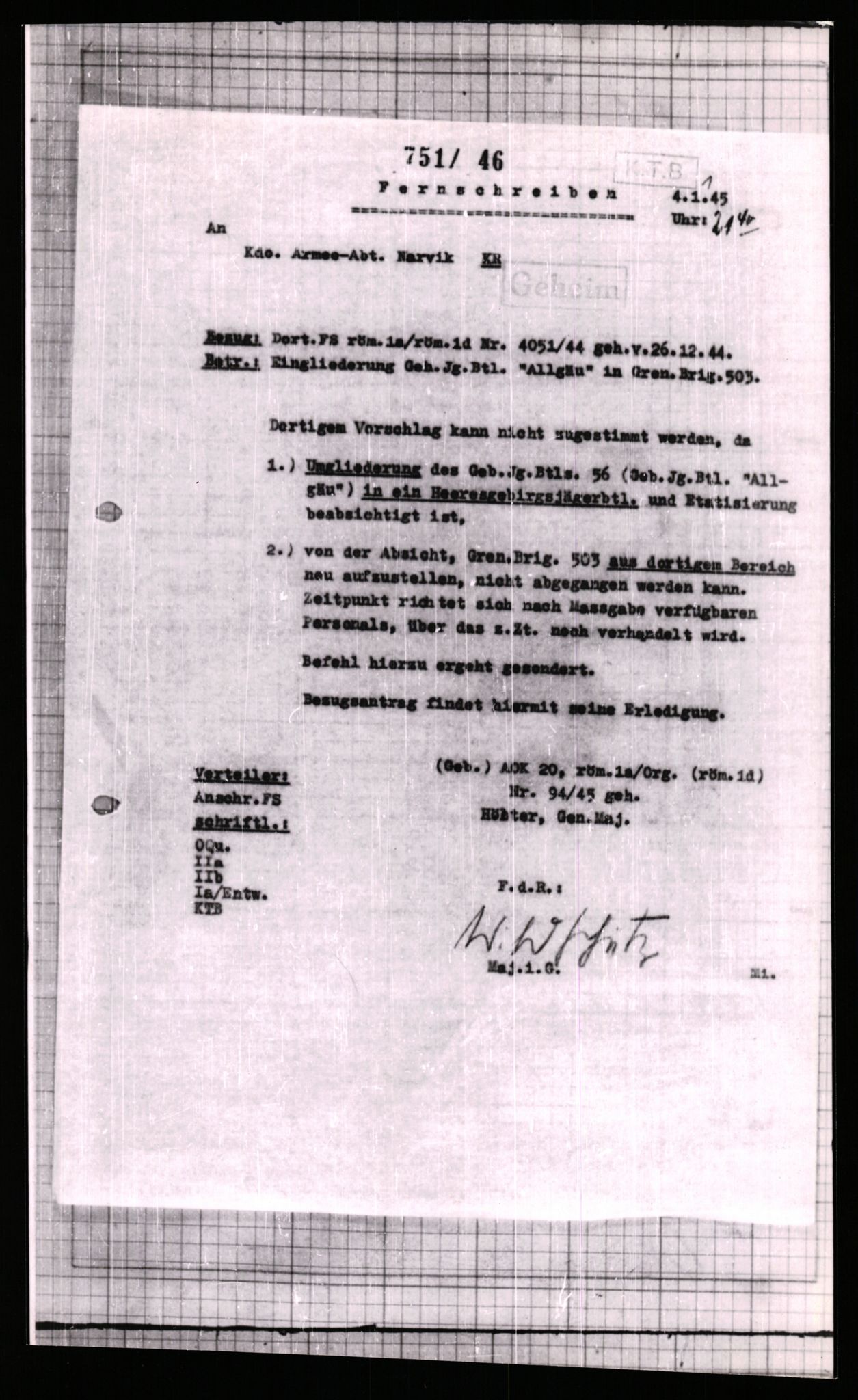 Forsvarets Overkommando. 2 kontor. Arkiv 11.4. Spredte tyske arkivsaker, AV/RA-RAFA-7031/D/Dar/Dara/L0006: Krigsdagbøker for 20. Gebirgs-Armee-Oberkommando (AOK 20), 1945, p. 110