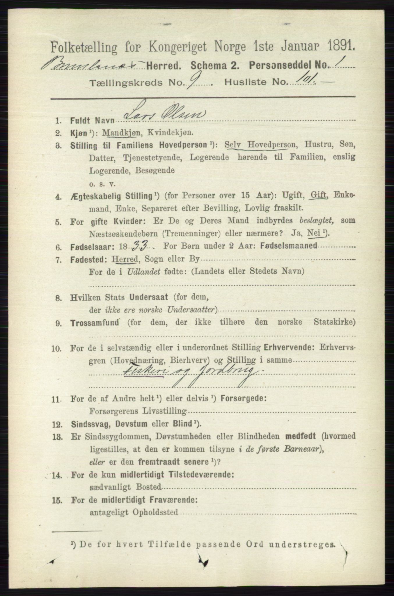 RA, 1891 census for 0726 Brunlanes, 1891, p. 4665