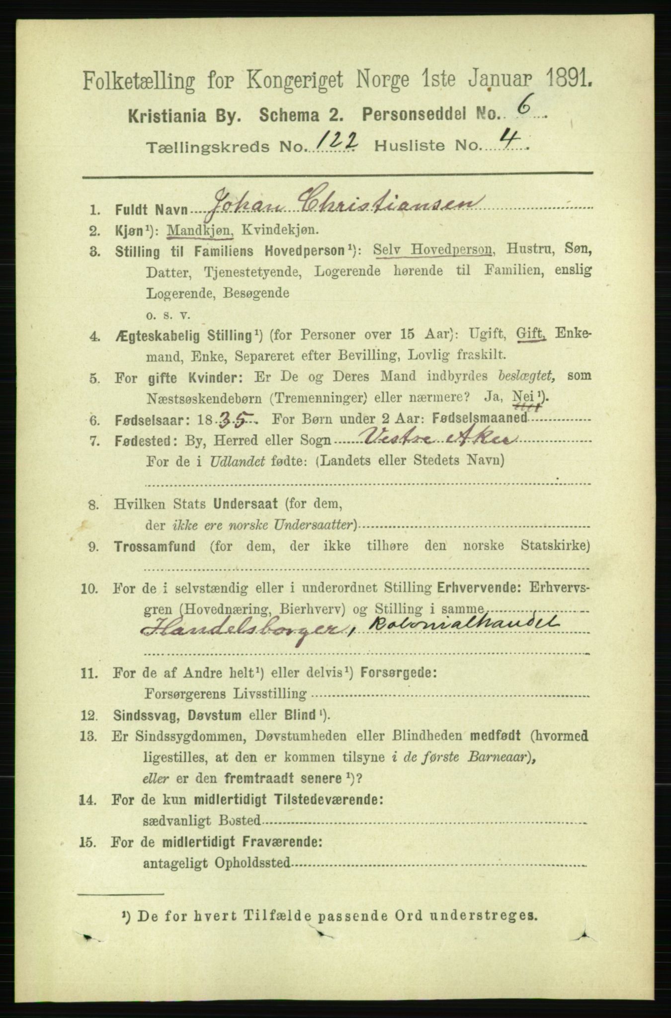 RA, 1891 census for 0301 Kristiania, 1891, p. 64719