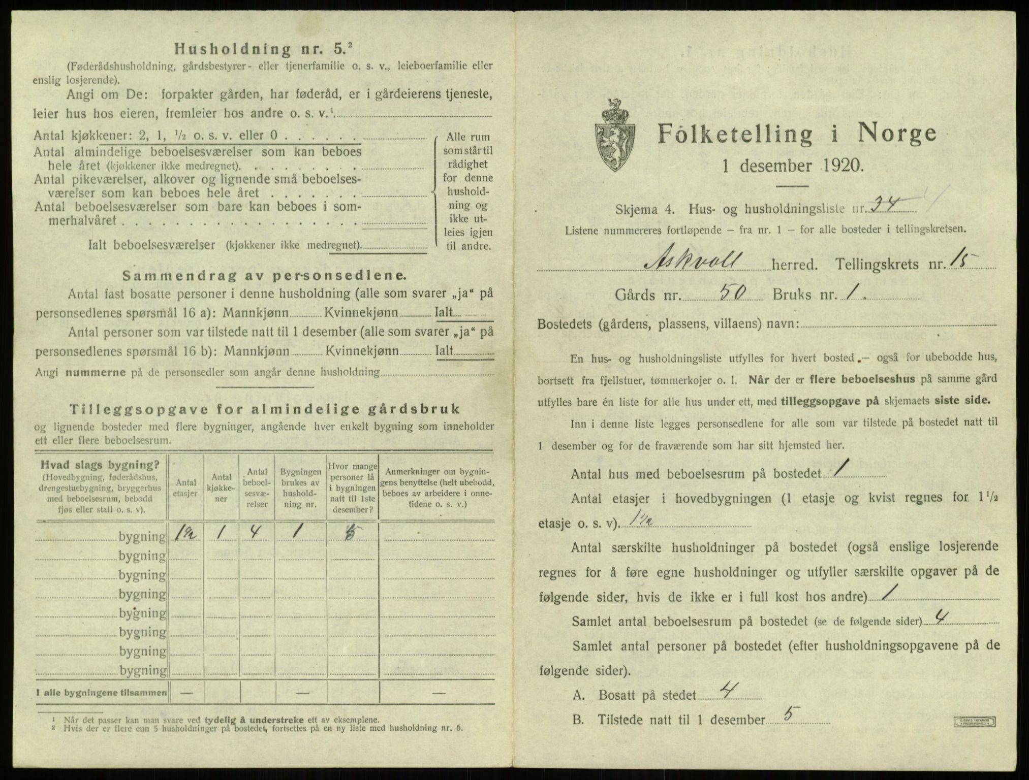 SAB, 1920 census for Askvoll, 1920, p. 769