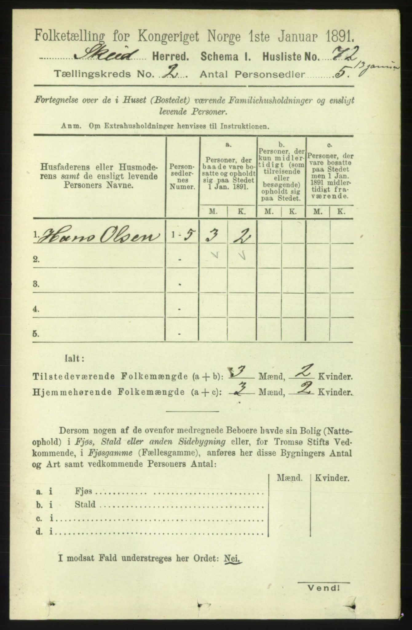 RA, 1891 census for 1732 Skei, 1891, p. 617