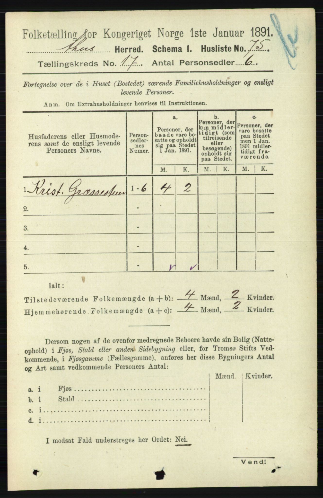 RA, 1891 census for 0218 Aker, 1891, p. 15845