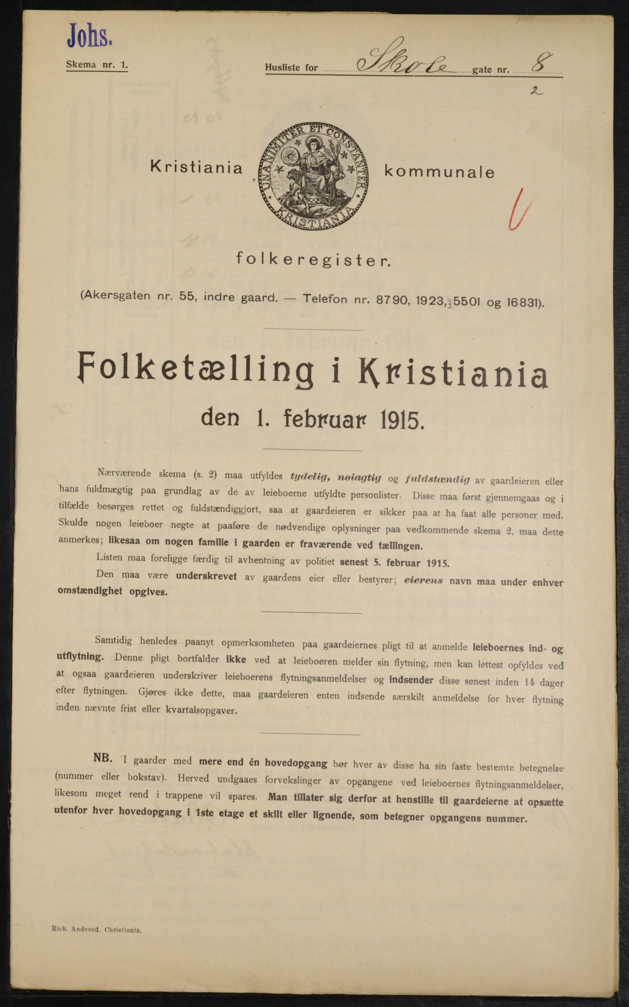 OBA, Municipal Census 1915 for Kristiania, 1915, p. 96117