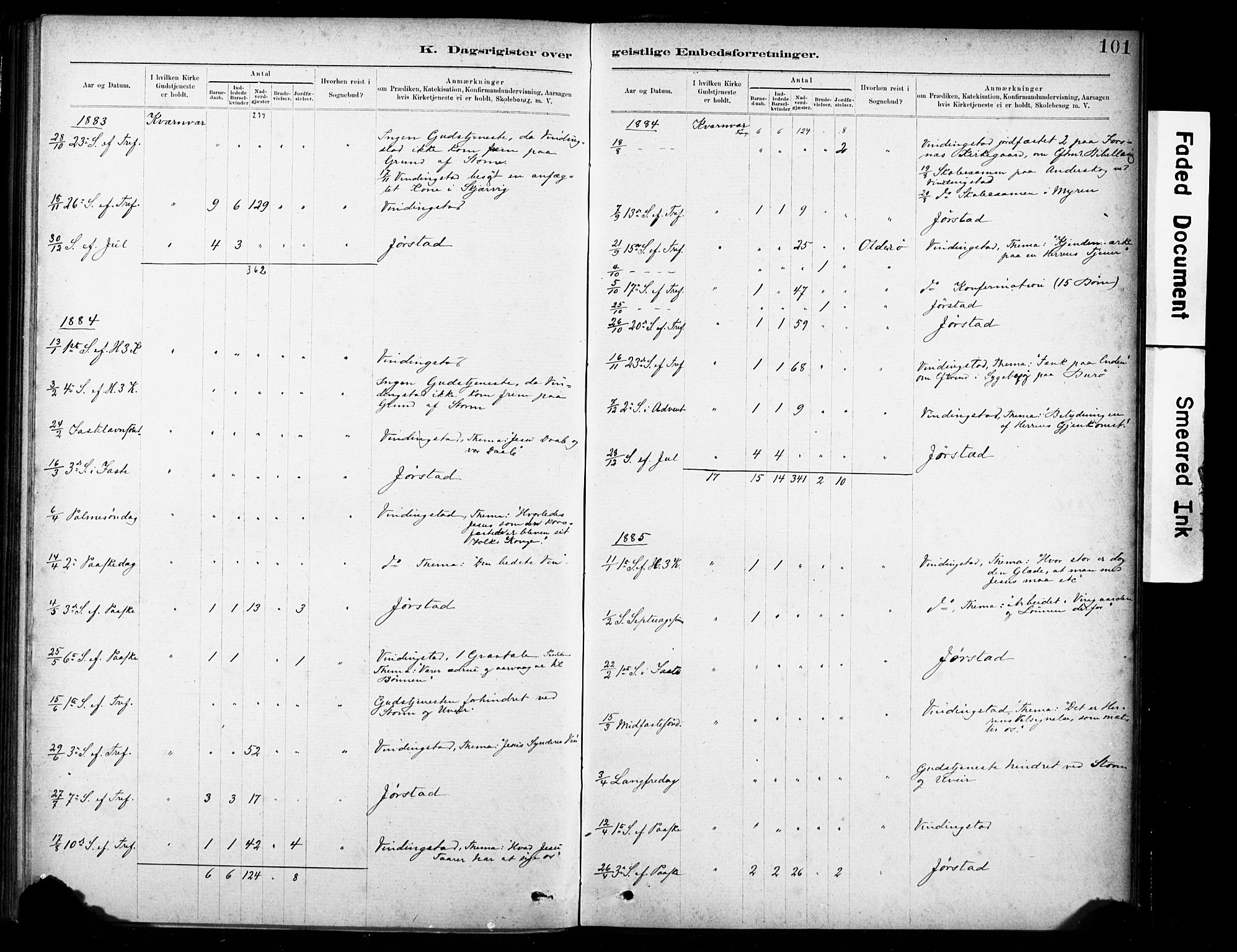 Ministerialprotokoller, klokkerbøker og fødselsregistre - Sør-Trøndelag, AV/SAT-A-1456/635/L0551: Parish register (official) no. 635A01, 1882-1899, p. 101
