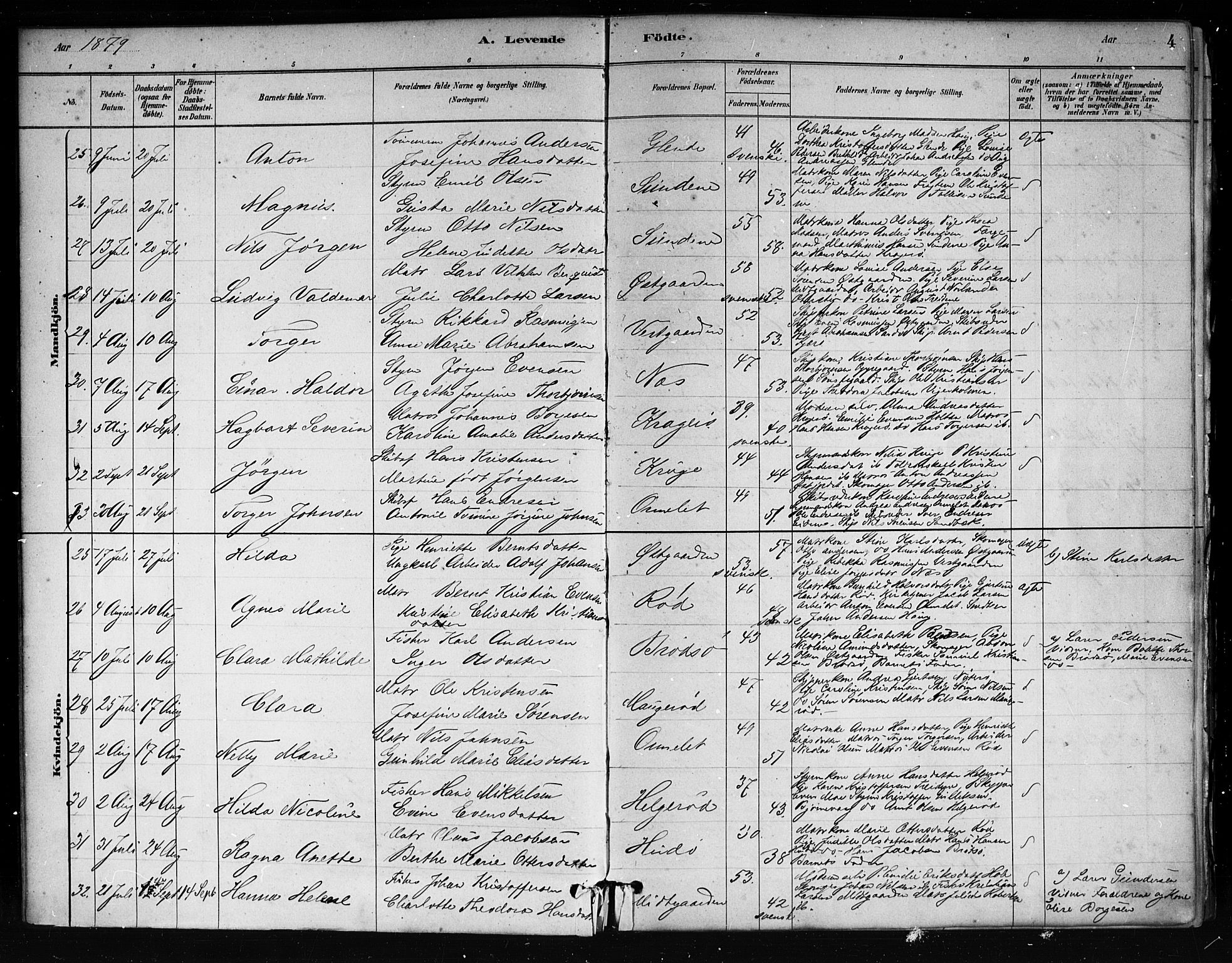 Tjøme kirkebøker, SAKO/A-328/F/Fa/L0001: Parish register (official) no. 1, 1879-1890, p. 4