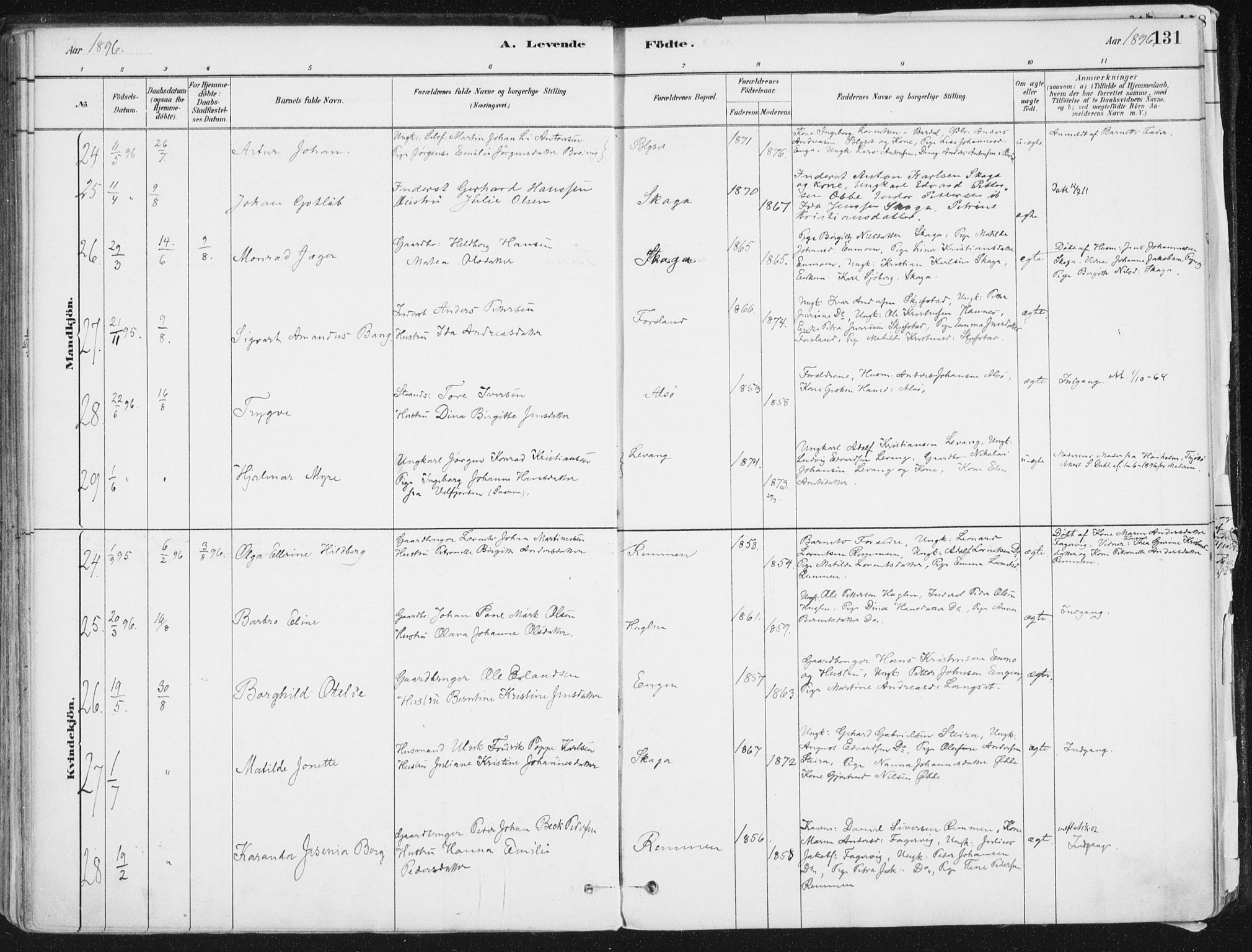Ministerialprotokoller, klokkerbøker og fødselsregistre - Nordland, AV/SAT-A-1459/838/L0552: Parish register (official) no. 838A10, 1880-1910, p. 131