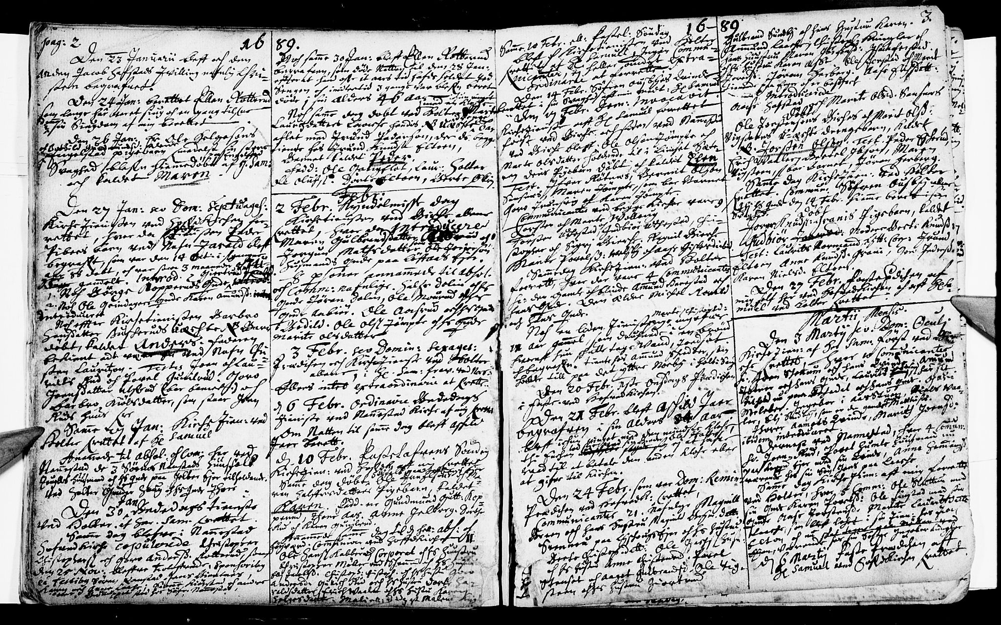 Nannestad prestekontor Kirkebøker, SAO/A-10414a/F/Fa/L0001: Parish register (official) no. I 1, 1689-1702, p. 2-3
