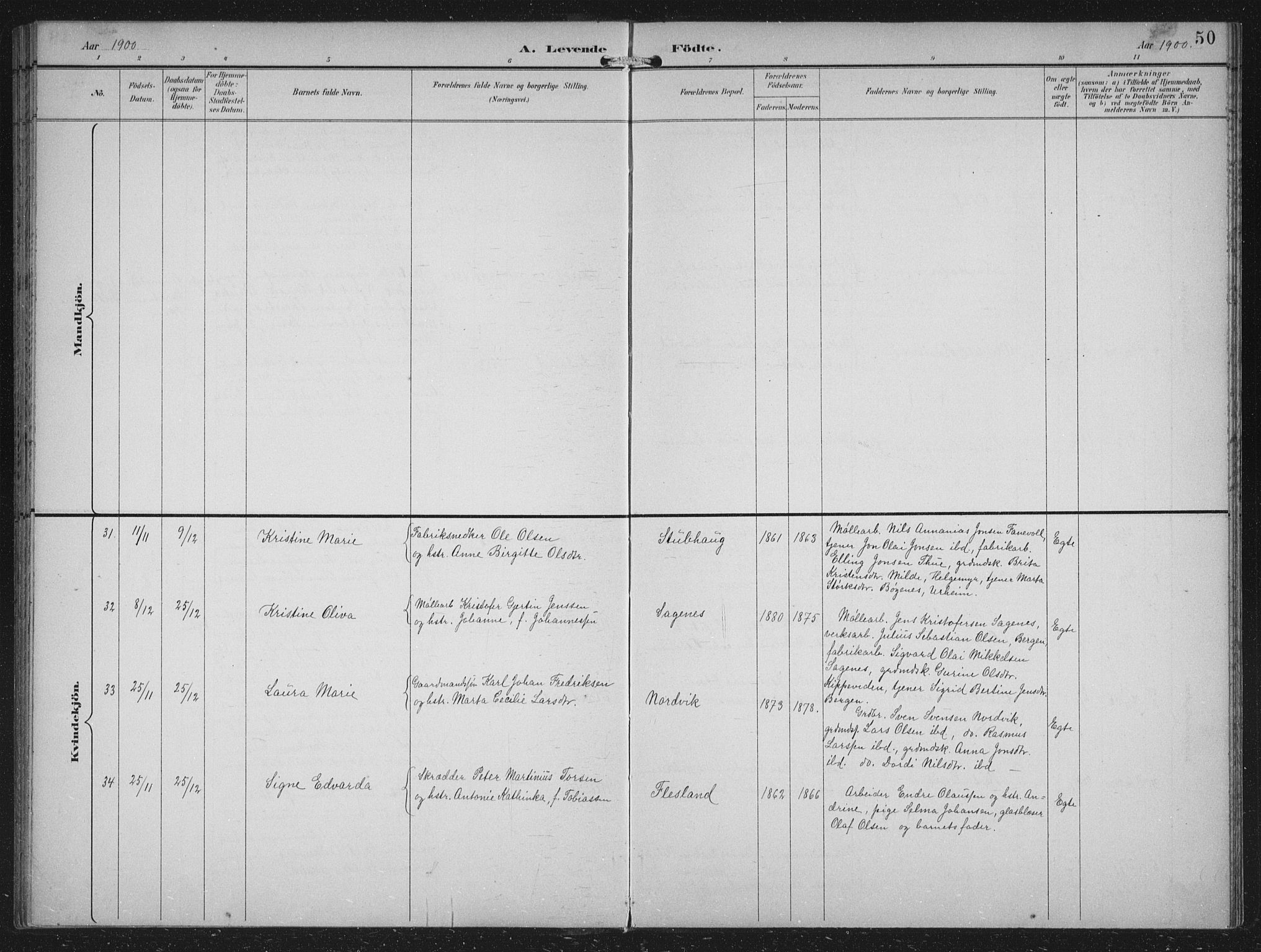 Fana Sokneprestembete, AV/SAB-A-75101/H/Hab/Haba/L0003: Parish register (copy) no. A 3, 1895-1902, p. 50