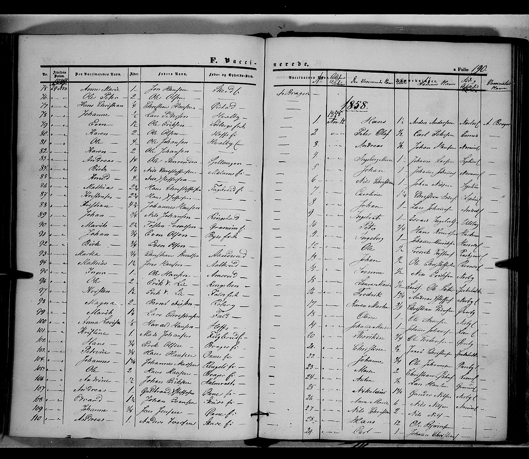Land prestekontor, SAH/PREST-120/H/Ha/Haa/L0009: Parish register (official) no. 9, 1847-1859, p. 190