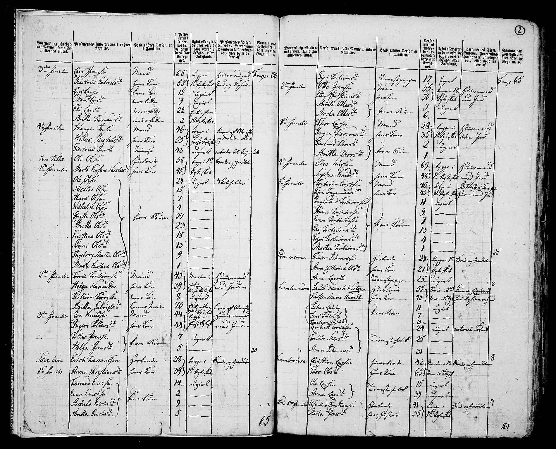 RA, 1801 census for 1211P Etne, 1801, p. 1b-2a