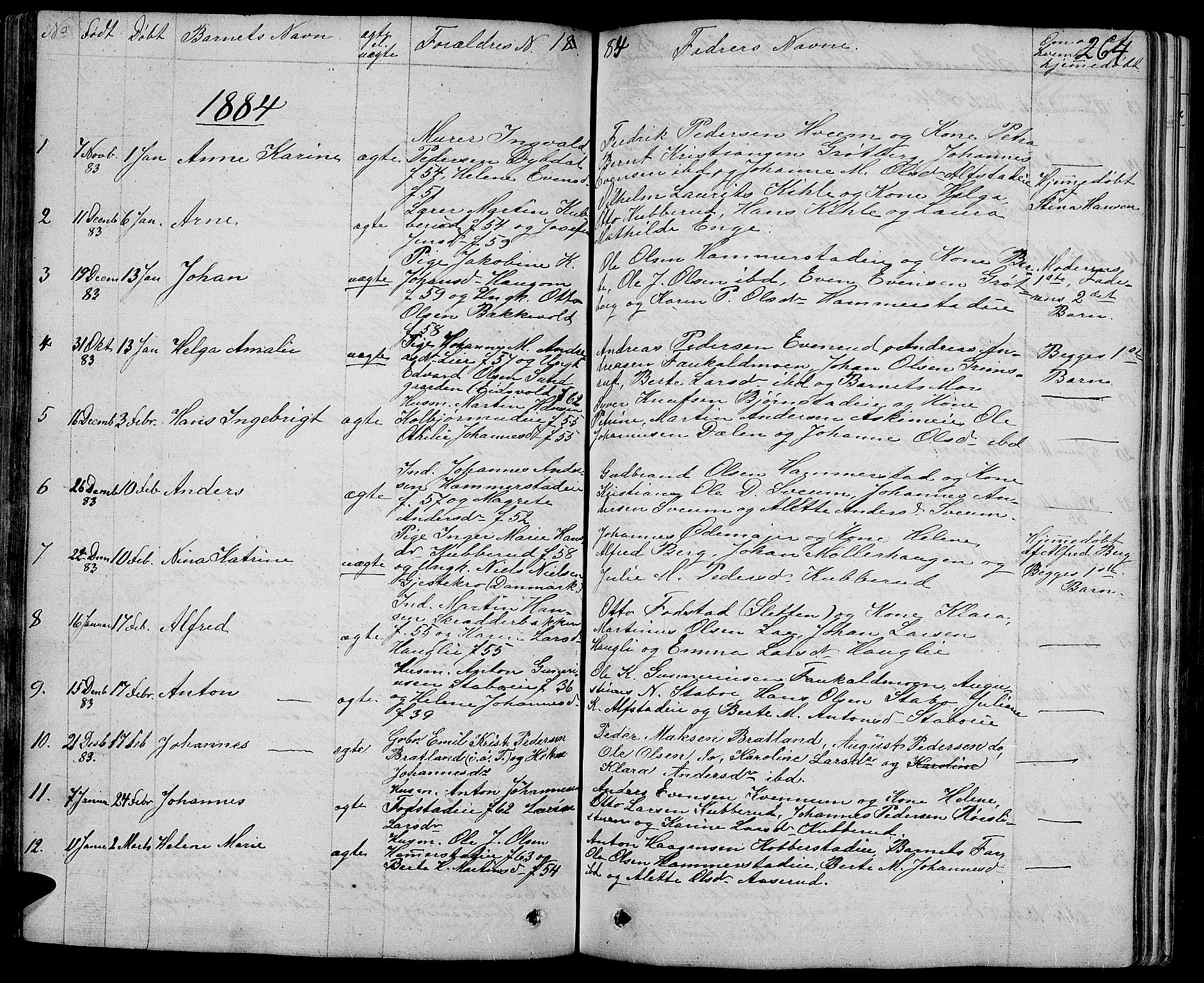 Østre Toten prestekontor, AV/SAH-PREST-104/H/Ha/Hab/L0004: Parish register (copy) no. 4, 1858-1886, p. 264