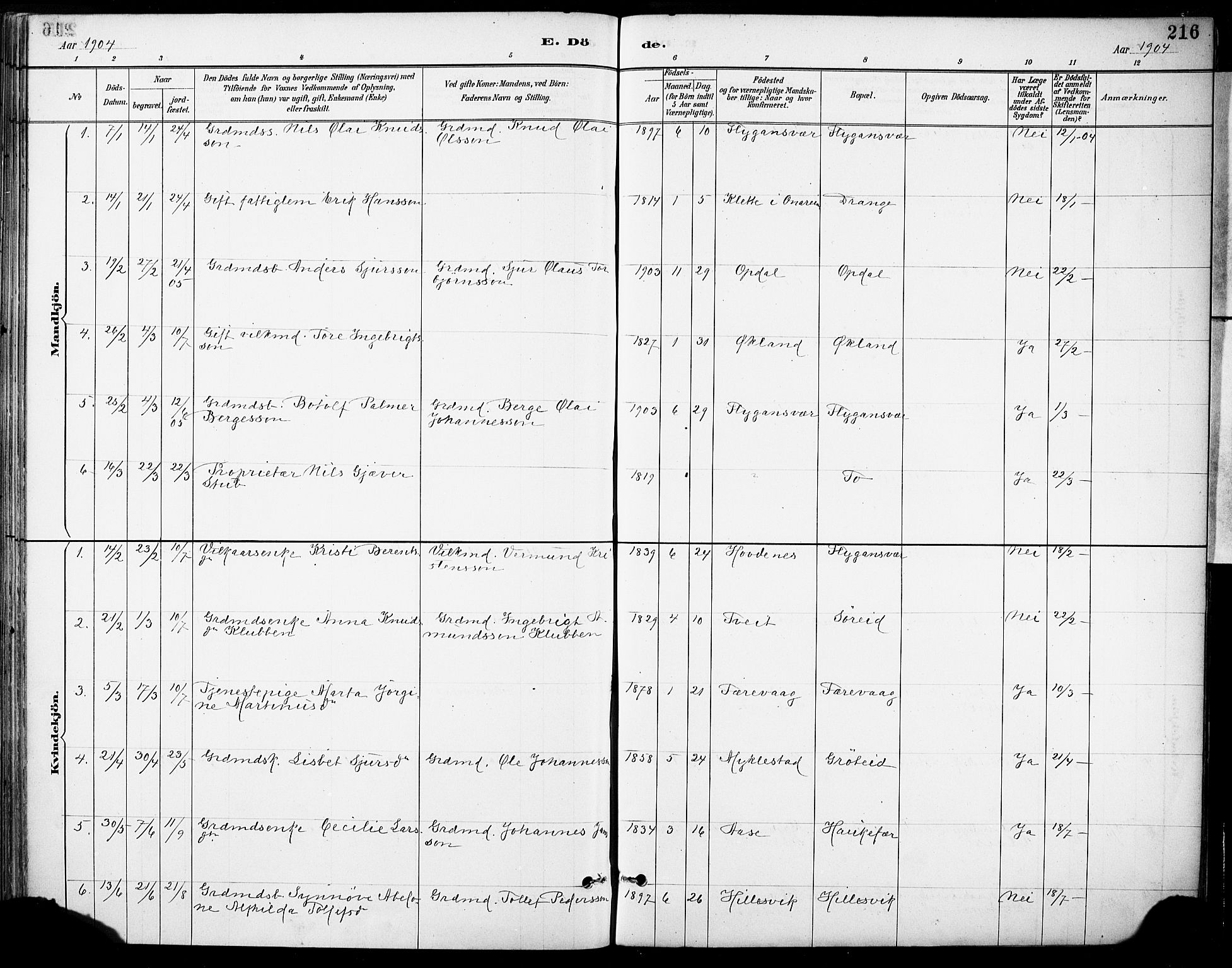 Tysnes sokneprestembete, AV/SAB-A-78601/H/Haa: Parish register (official) no. D 1, 1887-1904, p. 216